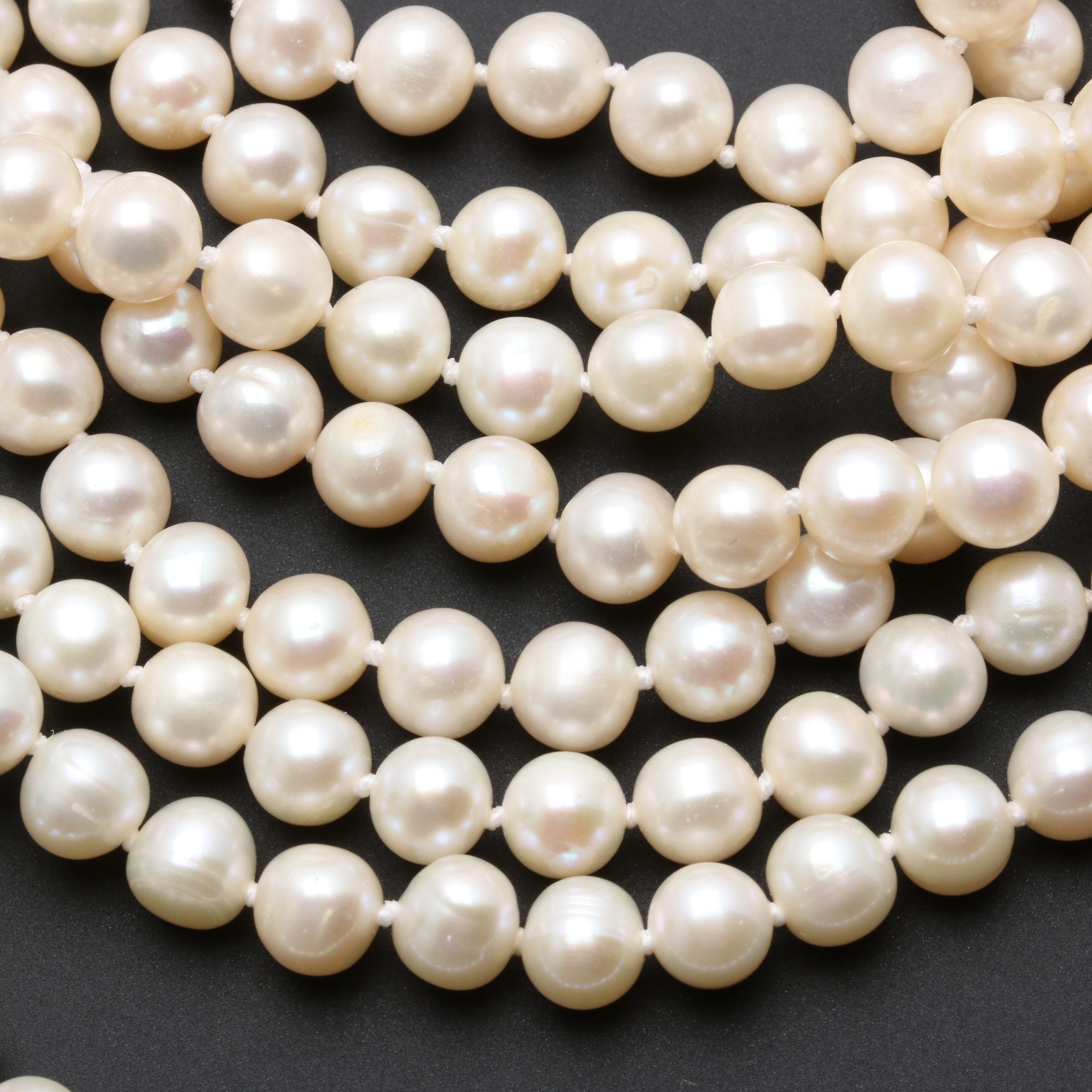 Sterling Silver Cultured Pearl and Green Magnesite Necklace