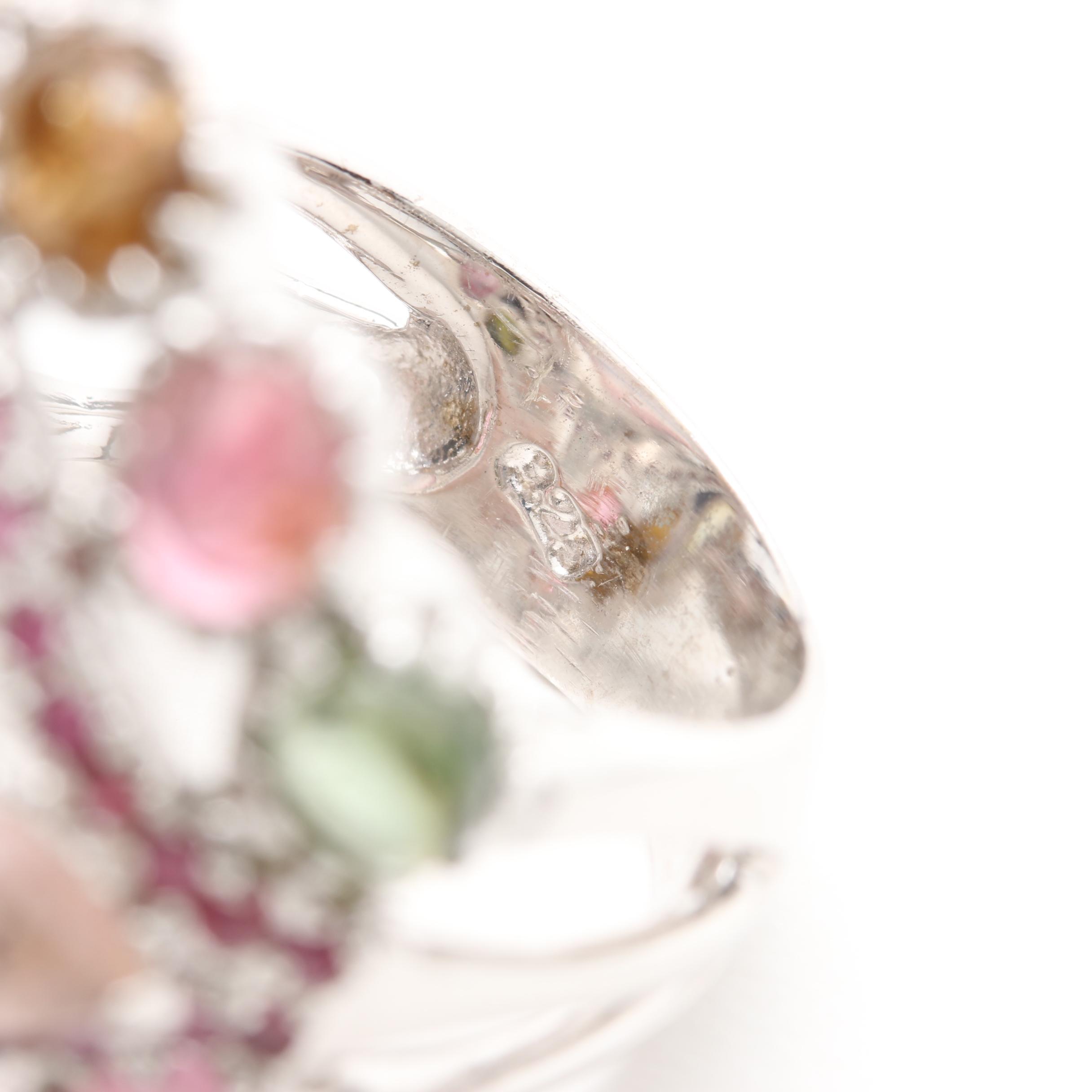Sterling Silver Gemstone Ring Including Rose Quartz, Ruby and Tourmaline
