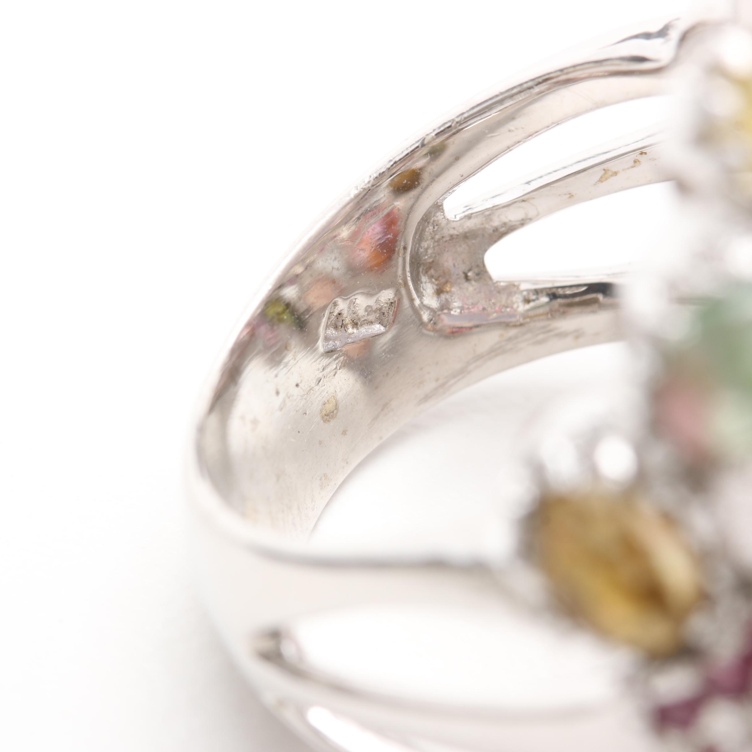 Sterling Silver Gemstone Ring Including Rose Quartz, Ruby and Tourmaline