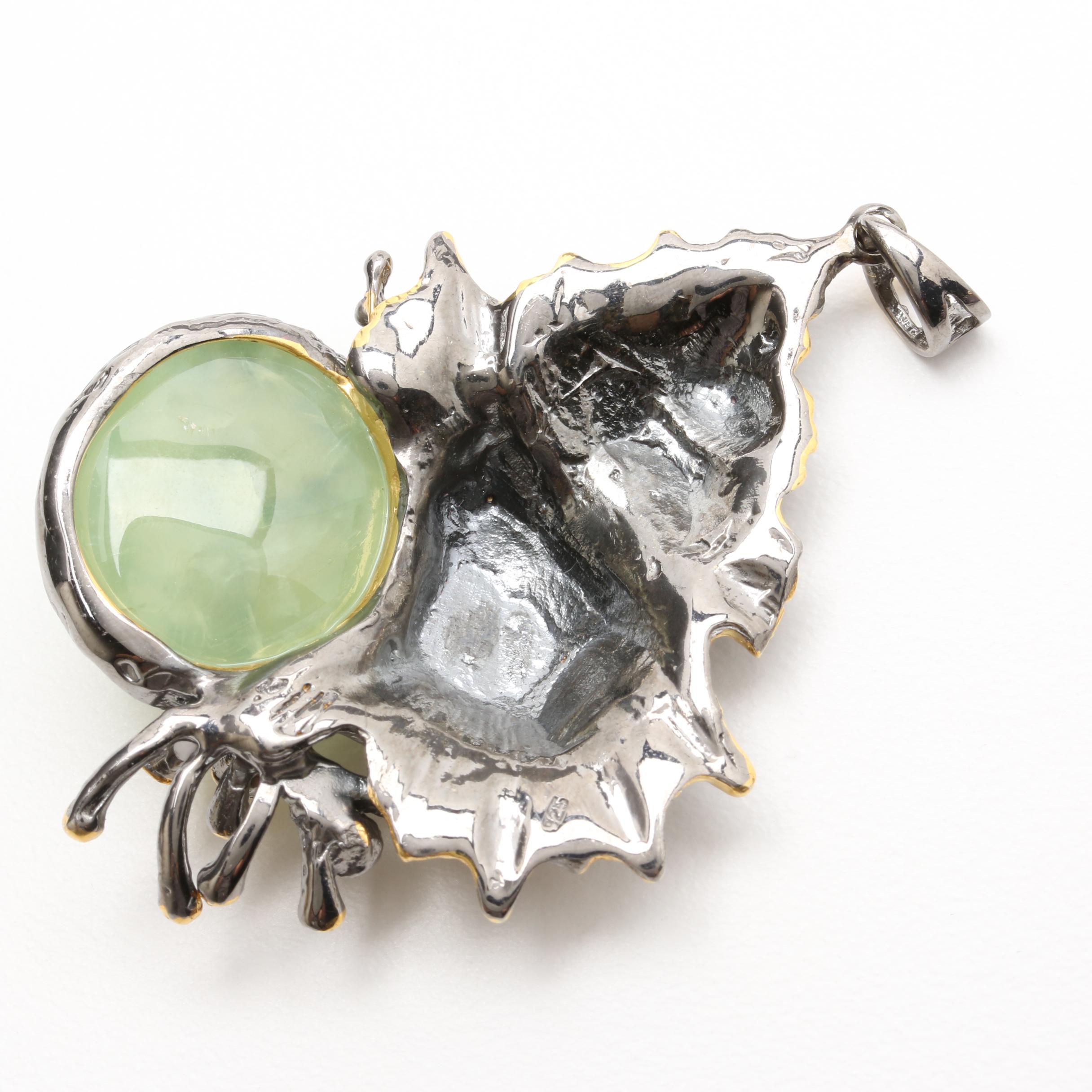 Sterling Silver Gemstone Pendants with Sea Creature Motifs