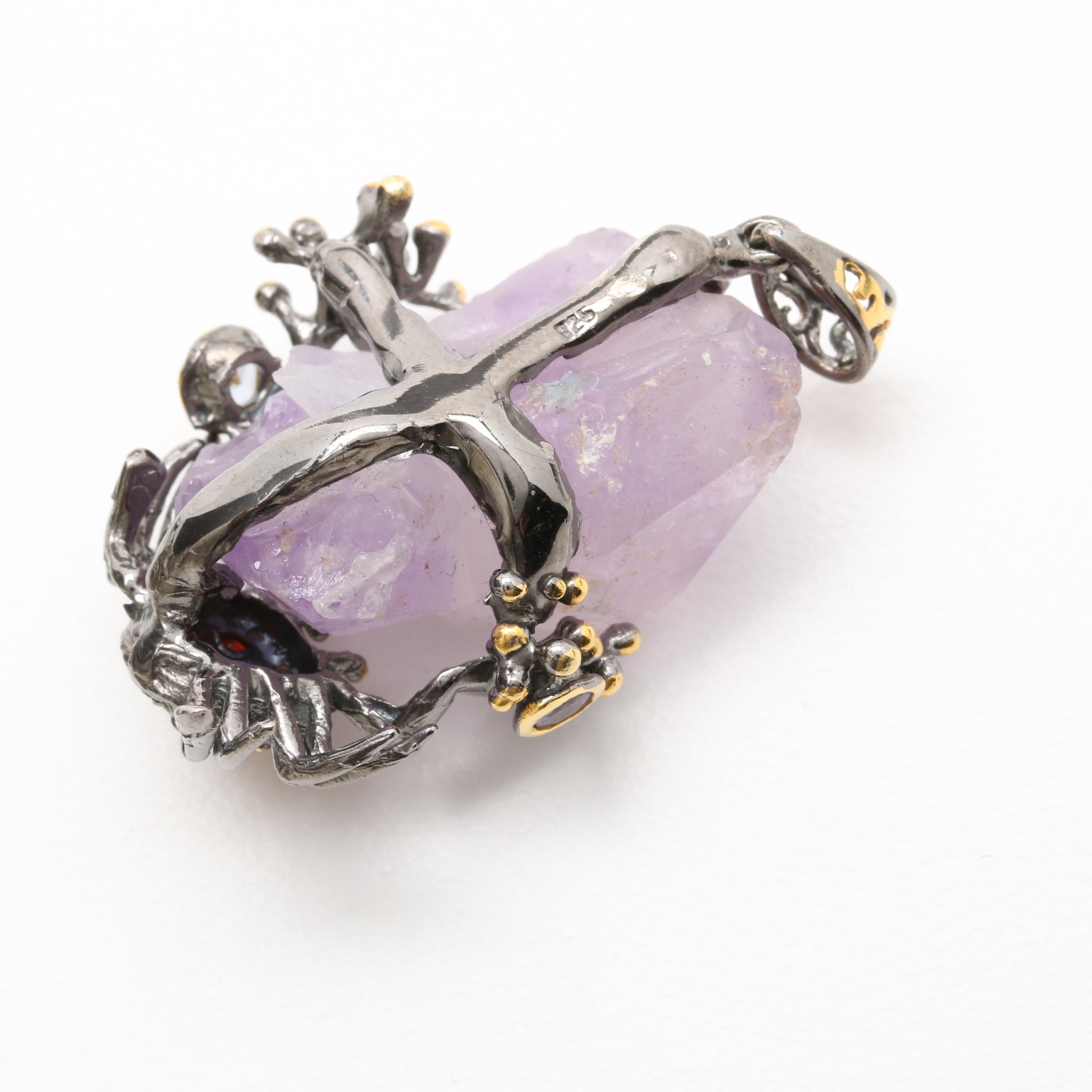 Sterling Silver Gemstone Pendants with Sea Creature Motifs