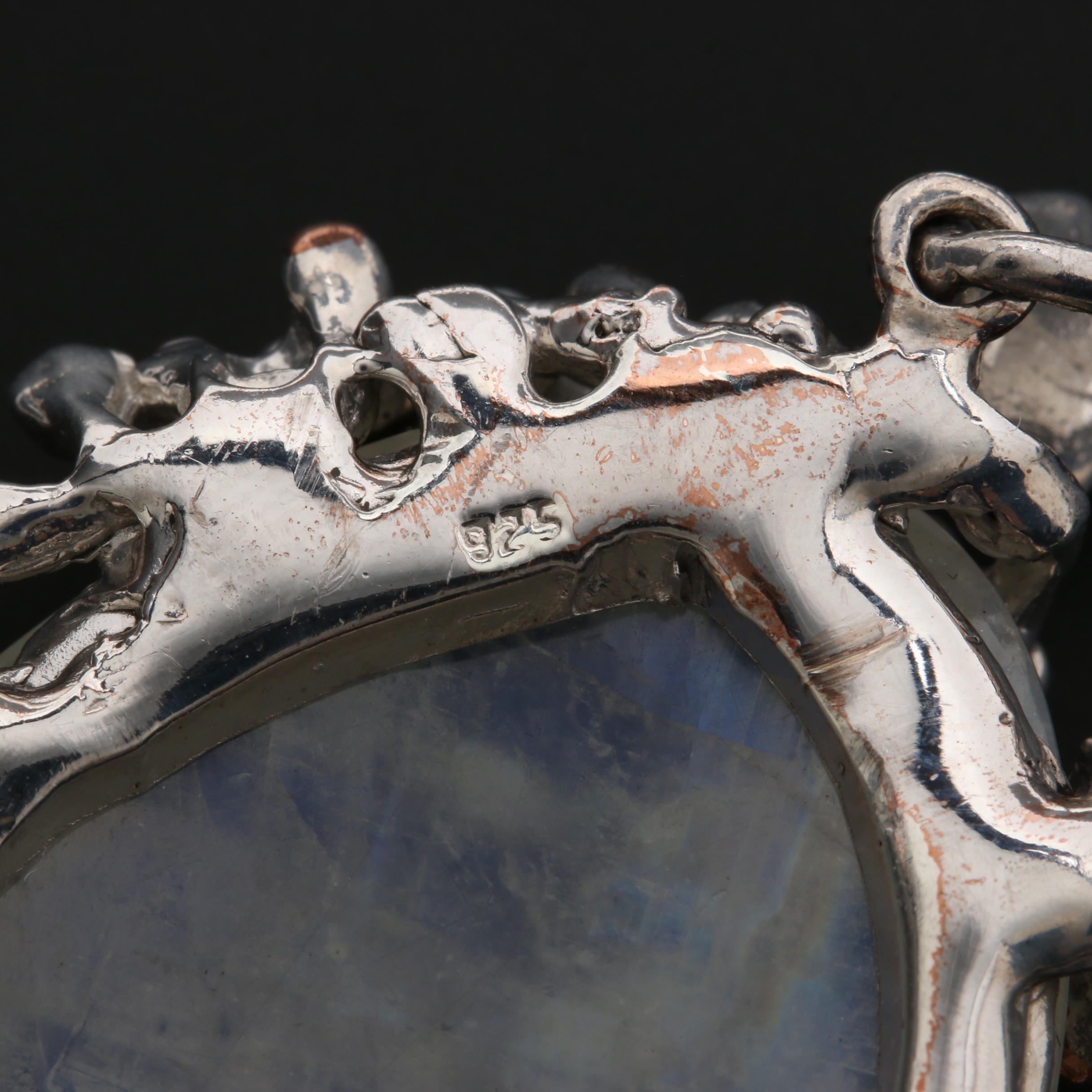 Gold Wash Accented Sterling Silver Moonstone, Labradorite, and Garnet Jewelry