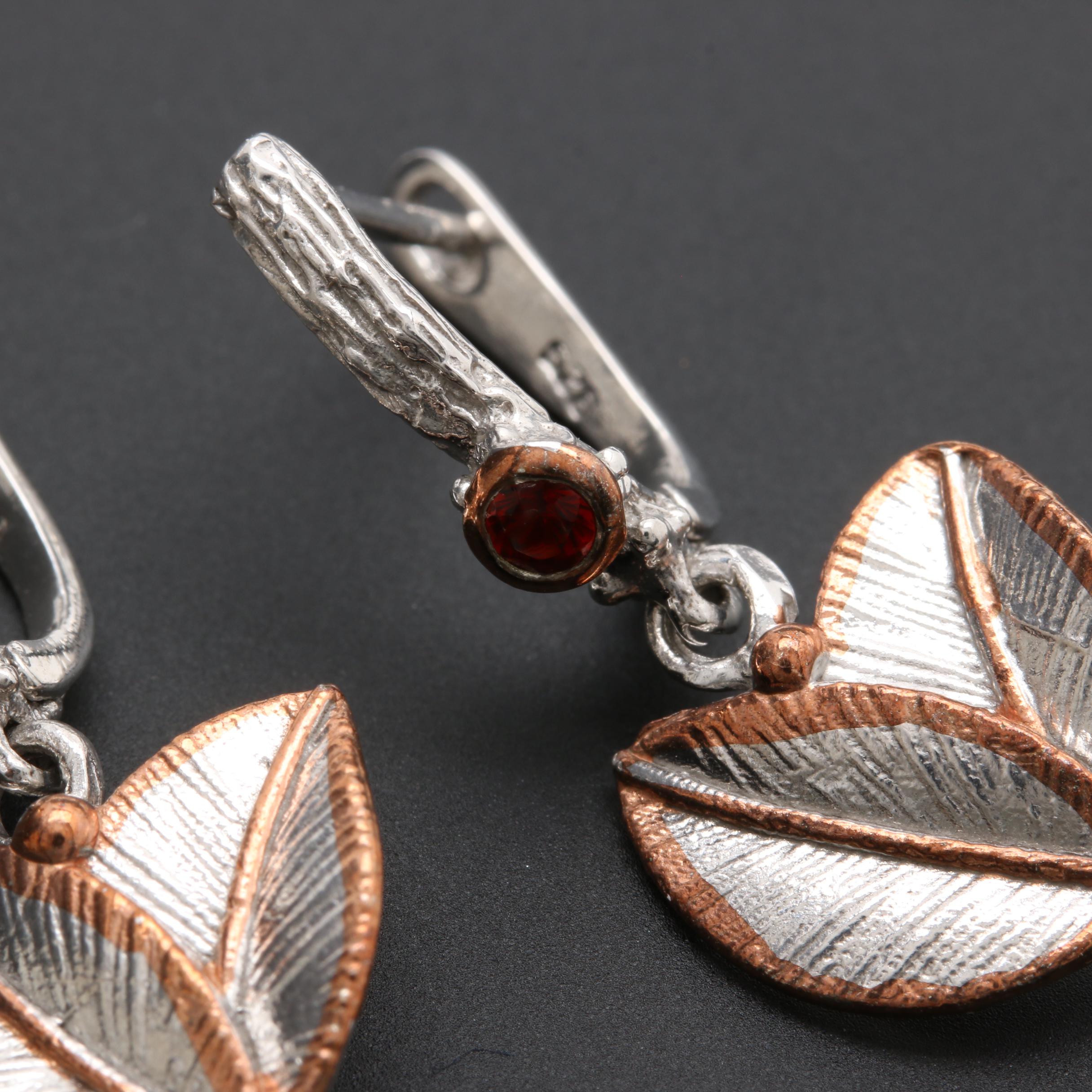 Gold Wash Accented Sterling Silver Moonstone, Labradorite, and Garnet Jewelry