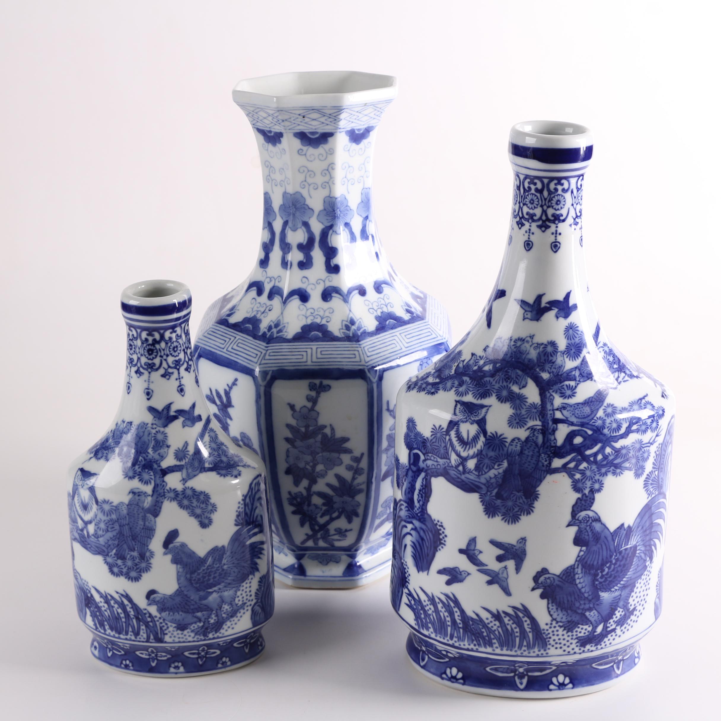 Chinese Baum Bros. "Formalities" Bottle Shaped Porcelain Vases