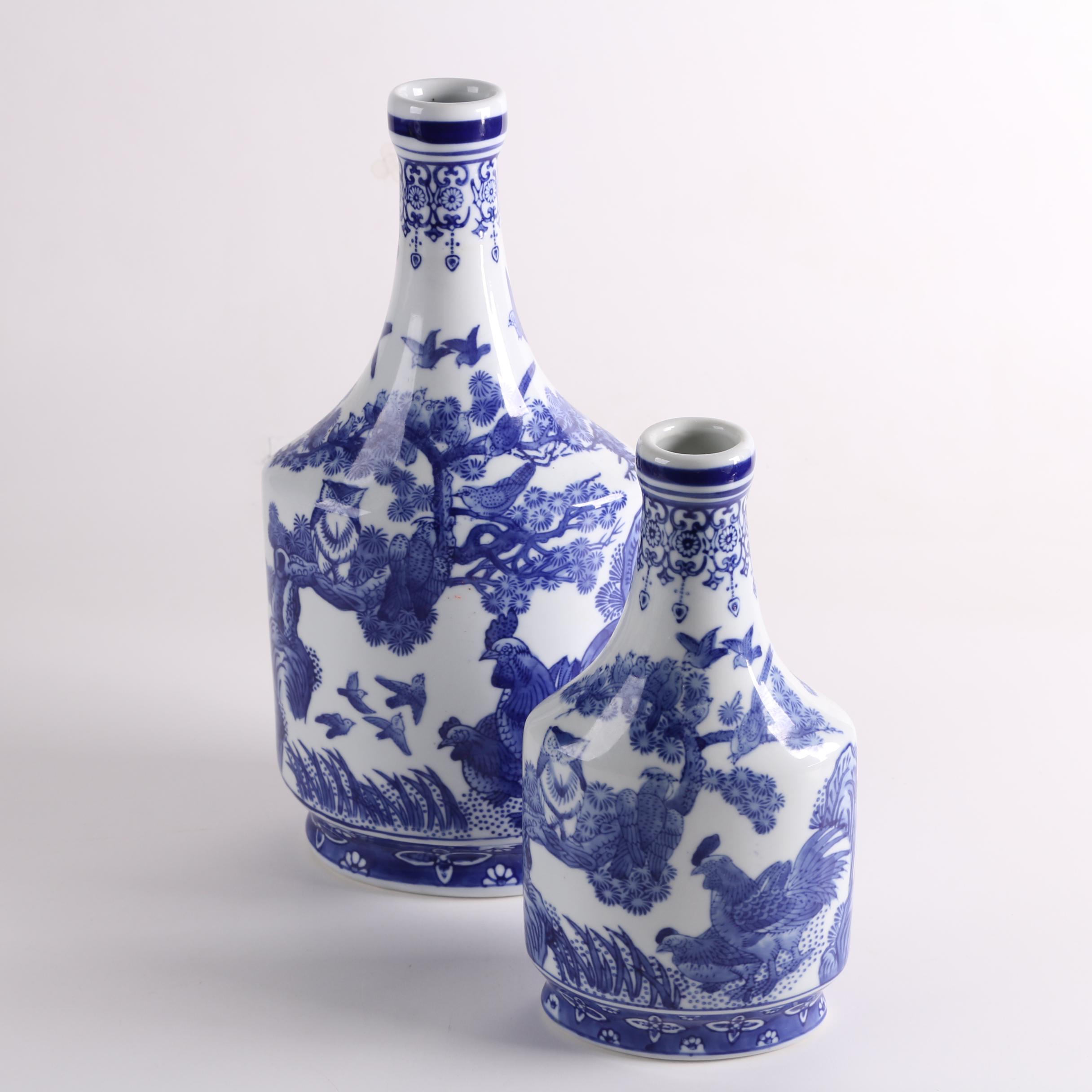 Chinese Baum Bros. "Formalities" Bottle Shaped Porcelain Vases