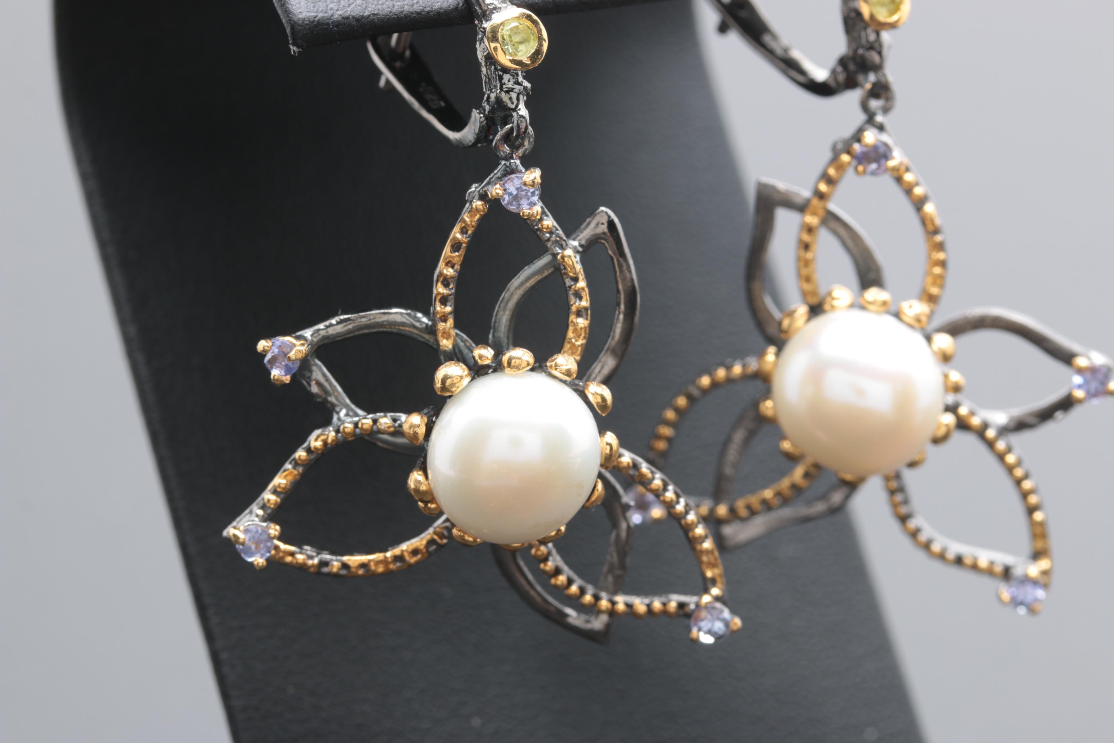 Sterling Silver Cultured Pearl, Tanzanite and Peridot Jewelry Assortment