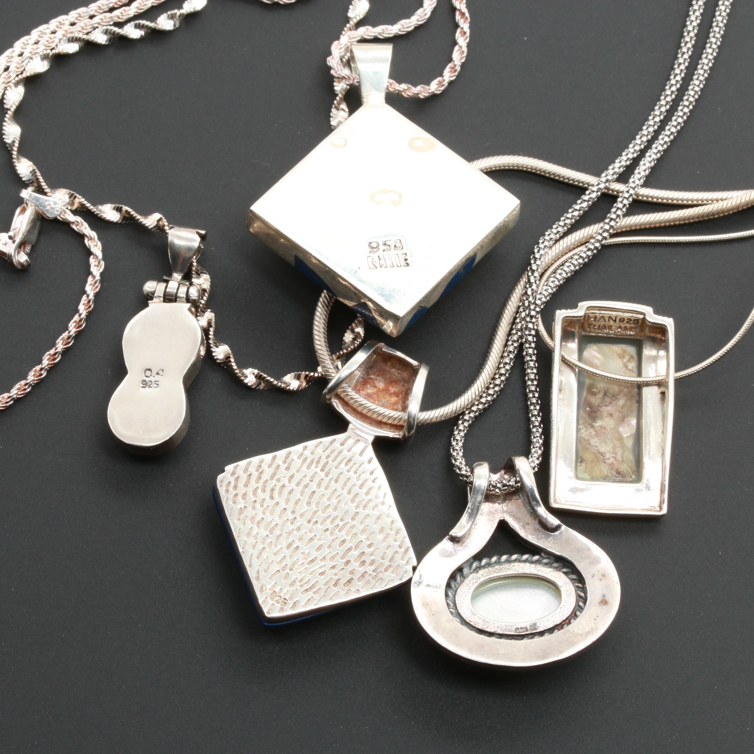 Sterling and 950 Silver Gemstone Necklaces