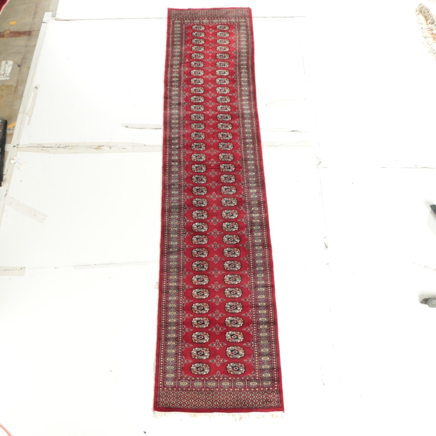 Hand-Knotted Pakistani Bokhara Wool Carpet Runner