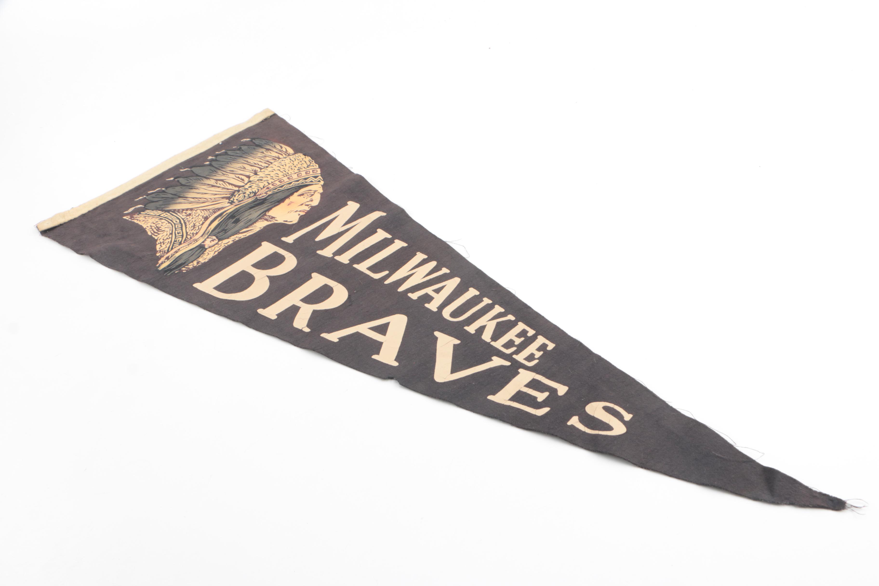 Vintage Felt Baseball Pennants Including Milwaukee Braves
