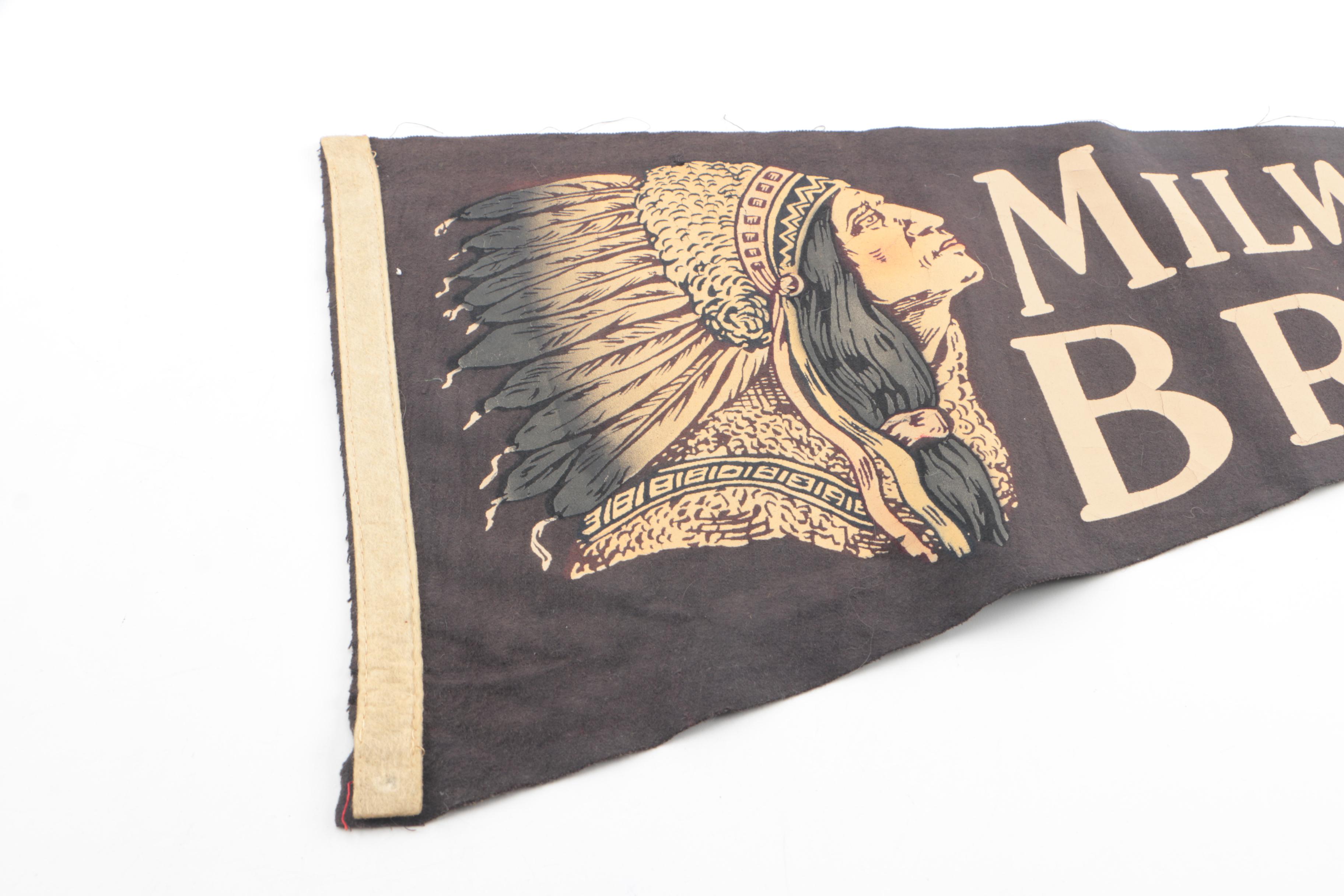 Vintage Felt Baseball Pennants Including Milwaukee Braves