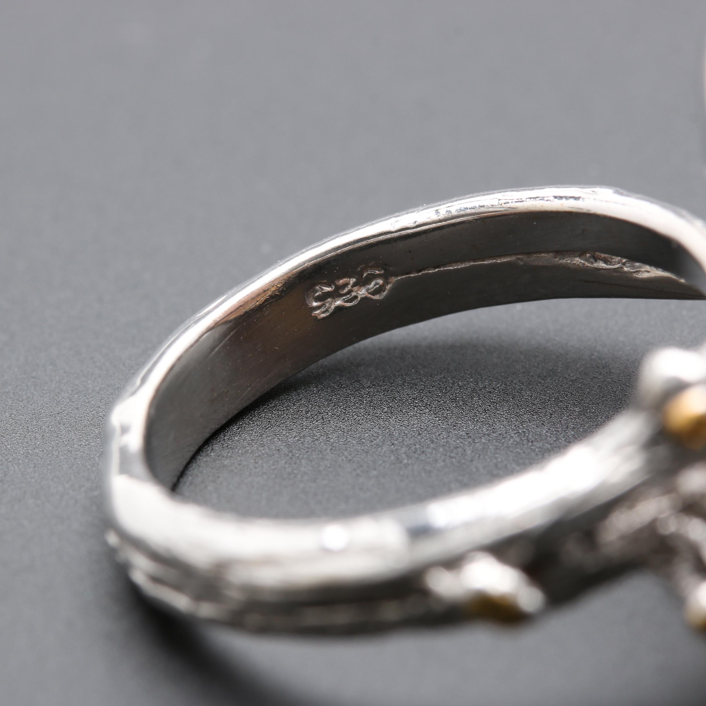 Sterling Silver Ring and Pendant with Rose Quartz and Fancy Colored Sapphires