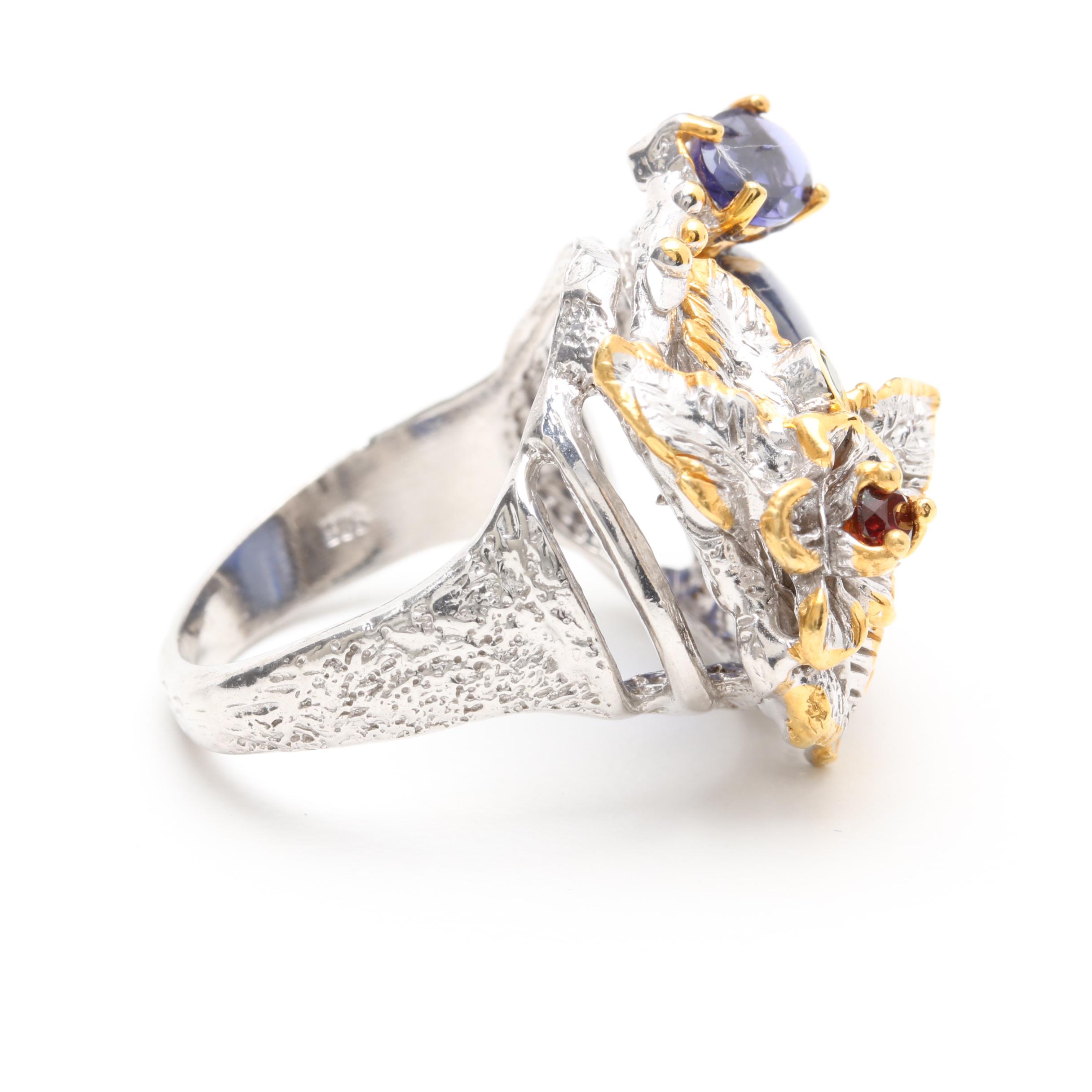 Sterling Silver Cultured Pearl Drop Earrings and Gemstone Ring