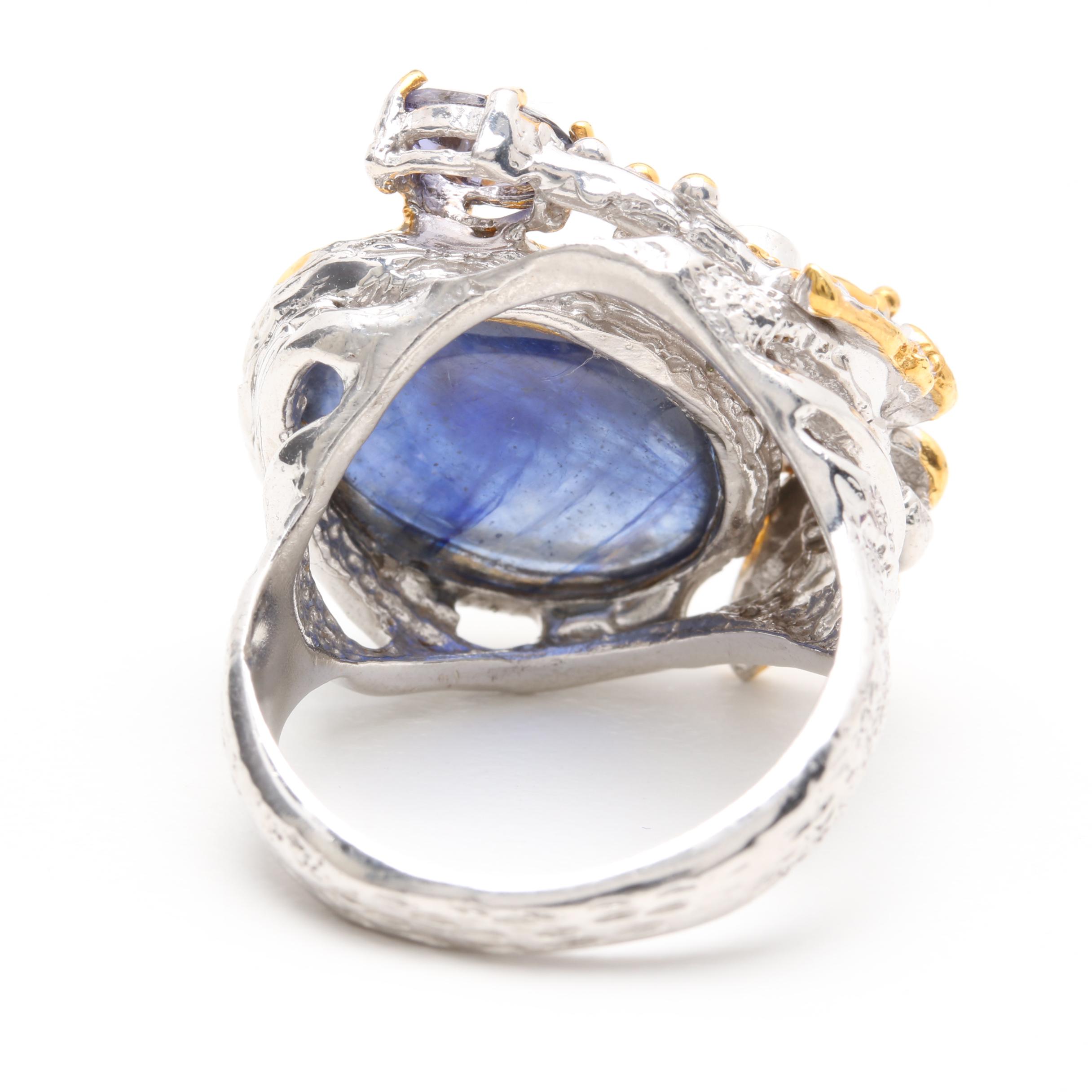 Sterling Silver Cultured Pearl Drop Earrings and Gemstone Ring