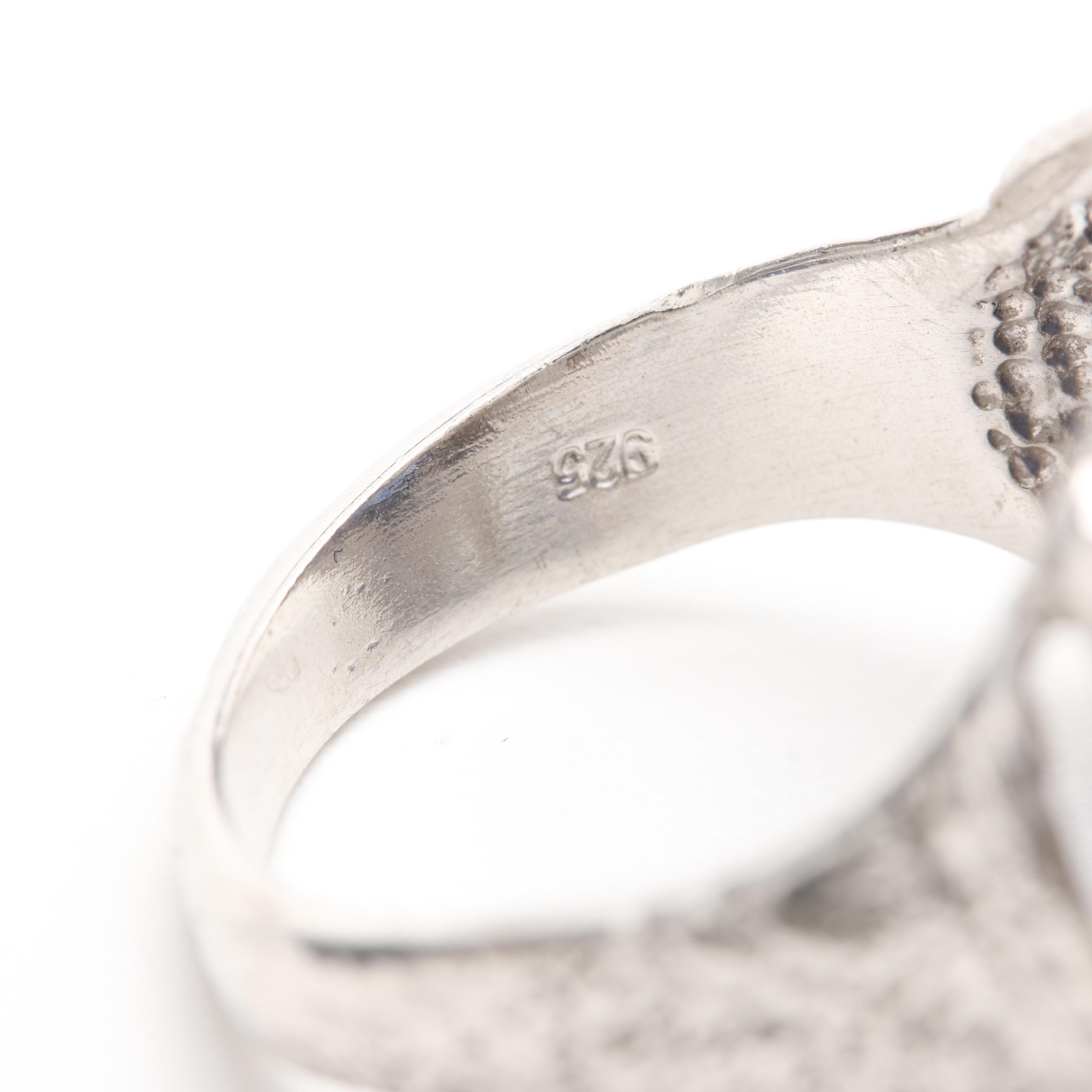 Sterling Silver Cultured Pearl Drop Earrings and Gemstone Ring