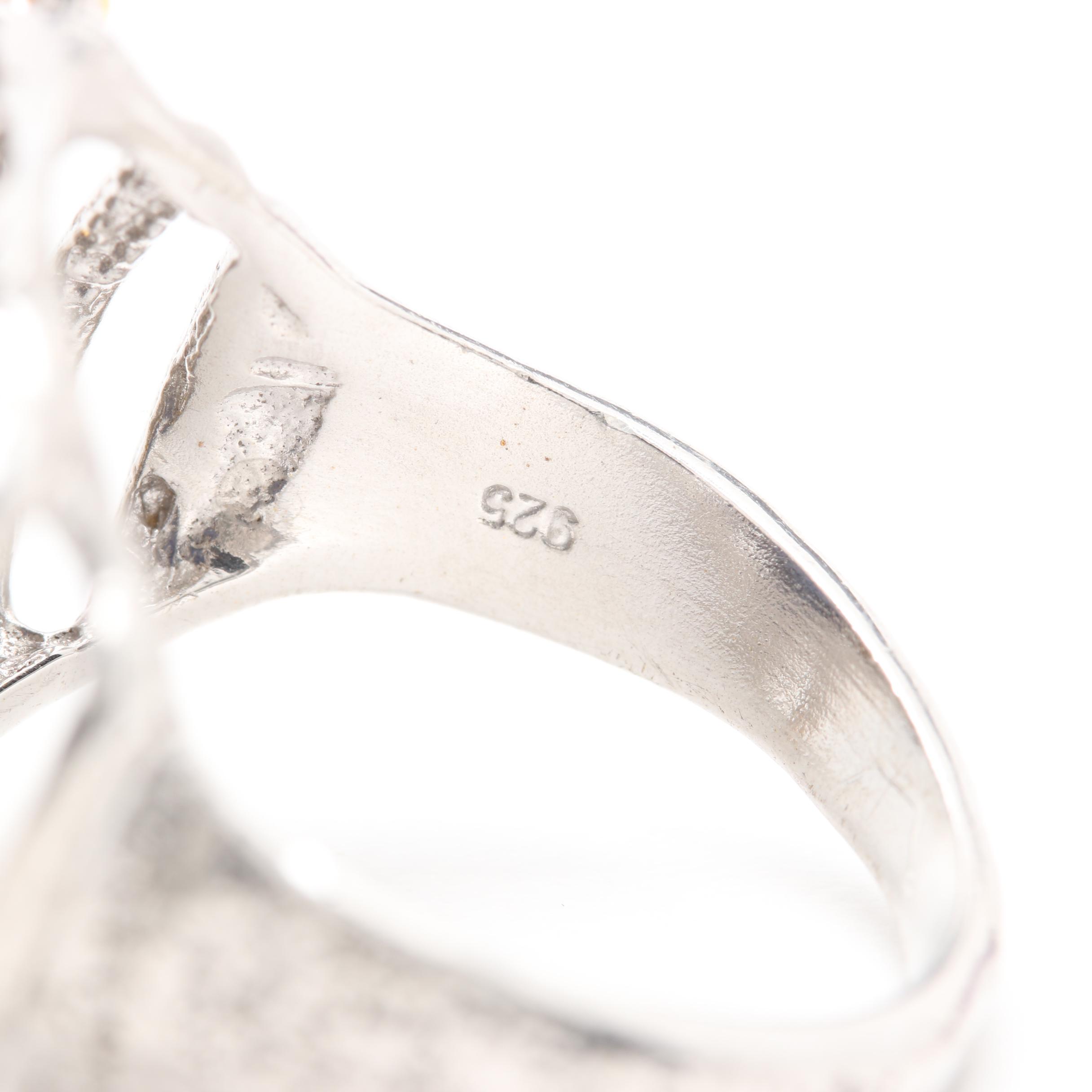 Sterling Silver Cultured Pearl Drop Earrings and Gemstone Ring