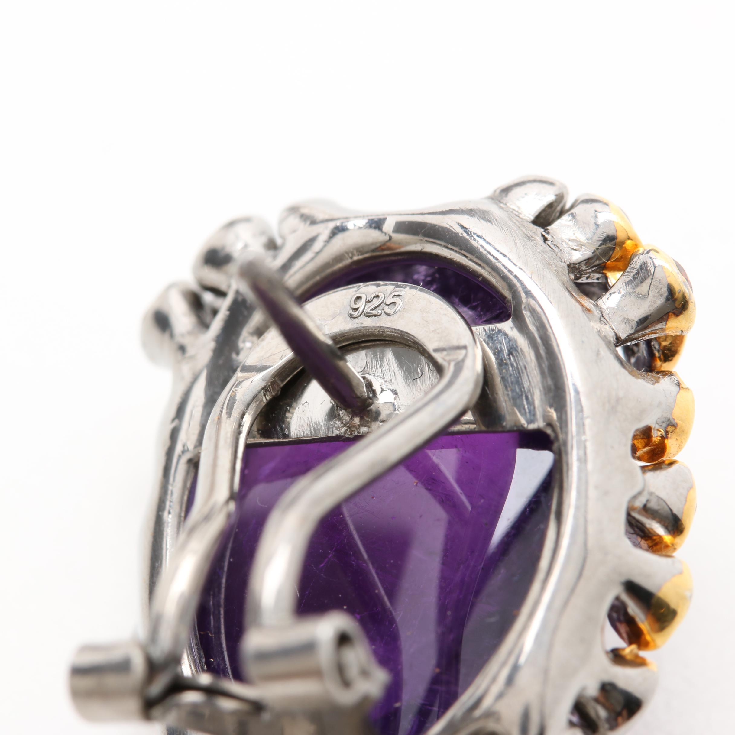 Sterling Silver Cultured Pearl Drop Earrings and Gemstone Ring