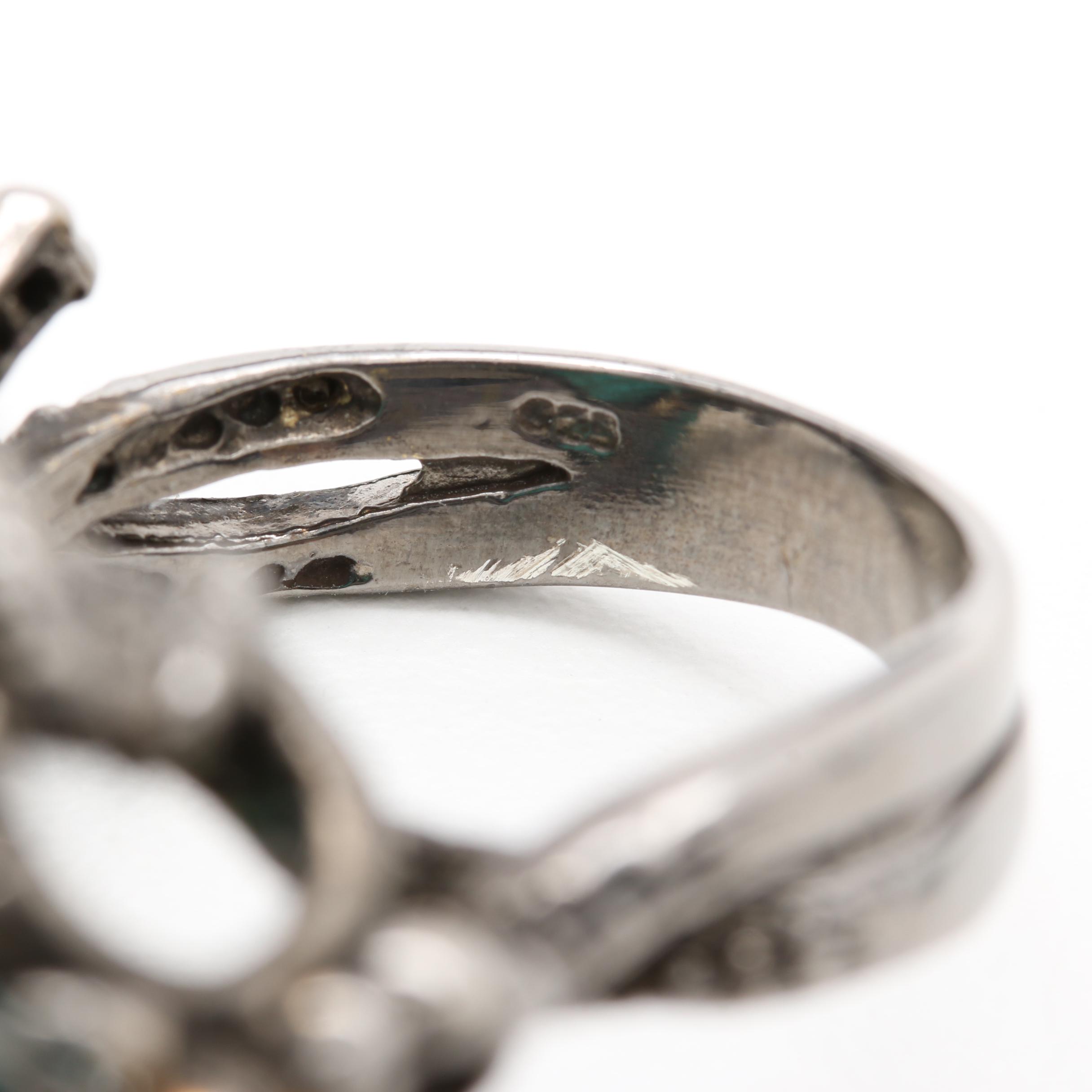 Sterling Silver Turquoise and Peridot Ring with Gold Wash Accents