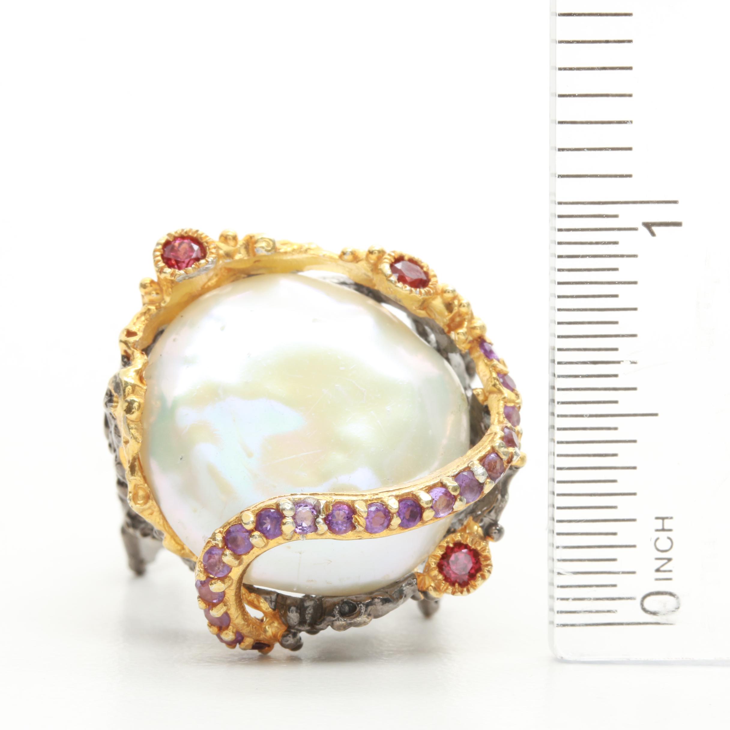 Sterling Silver Cultured Pearl and Gemstone Jewelry