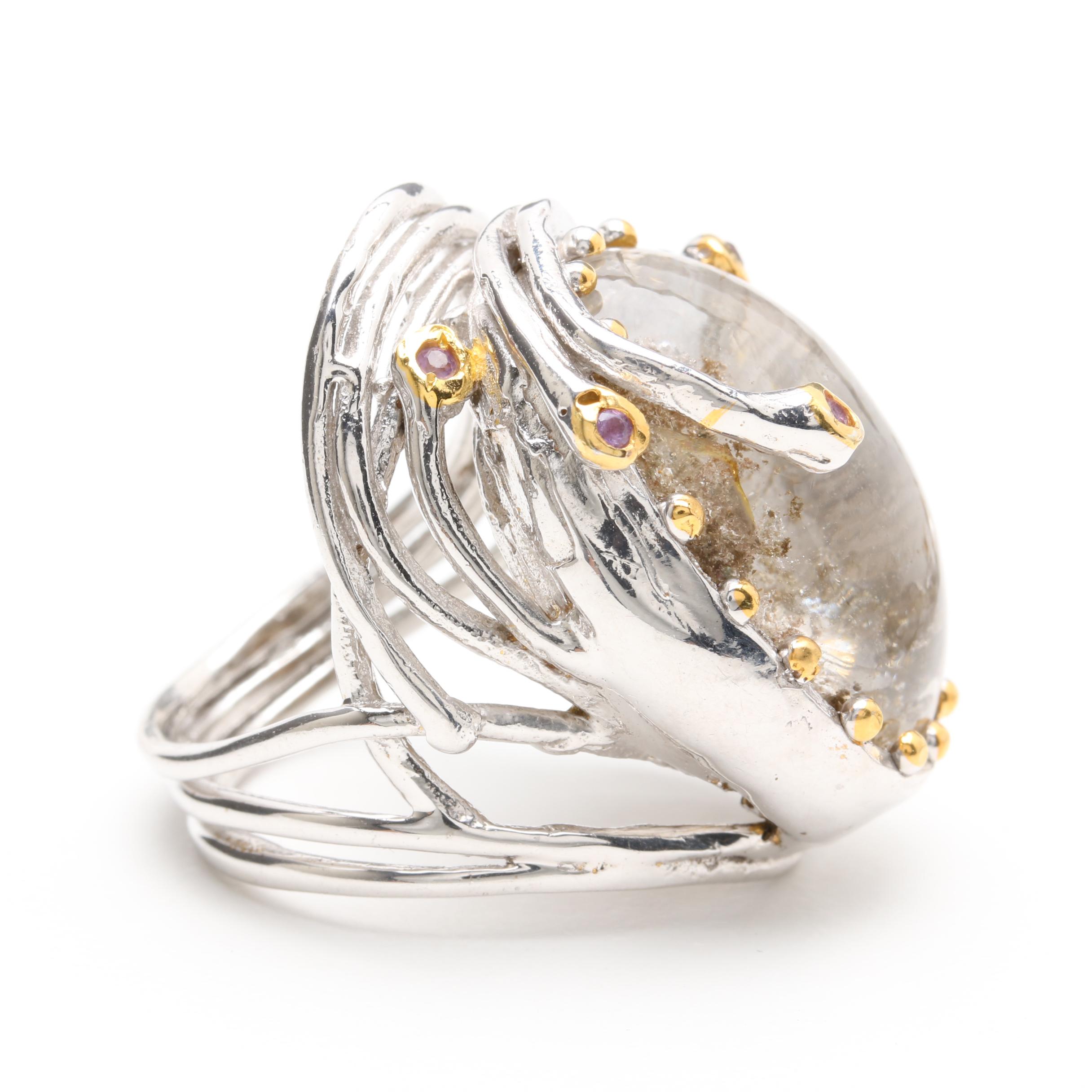 Sterling Silver Quartz, Amethyst, and Garnet Demi Parure