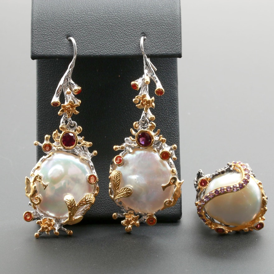 Sterling Silver Cultured Pearl and Gemstone Jewelry