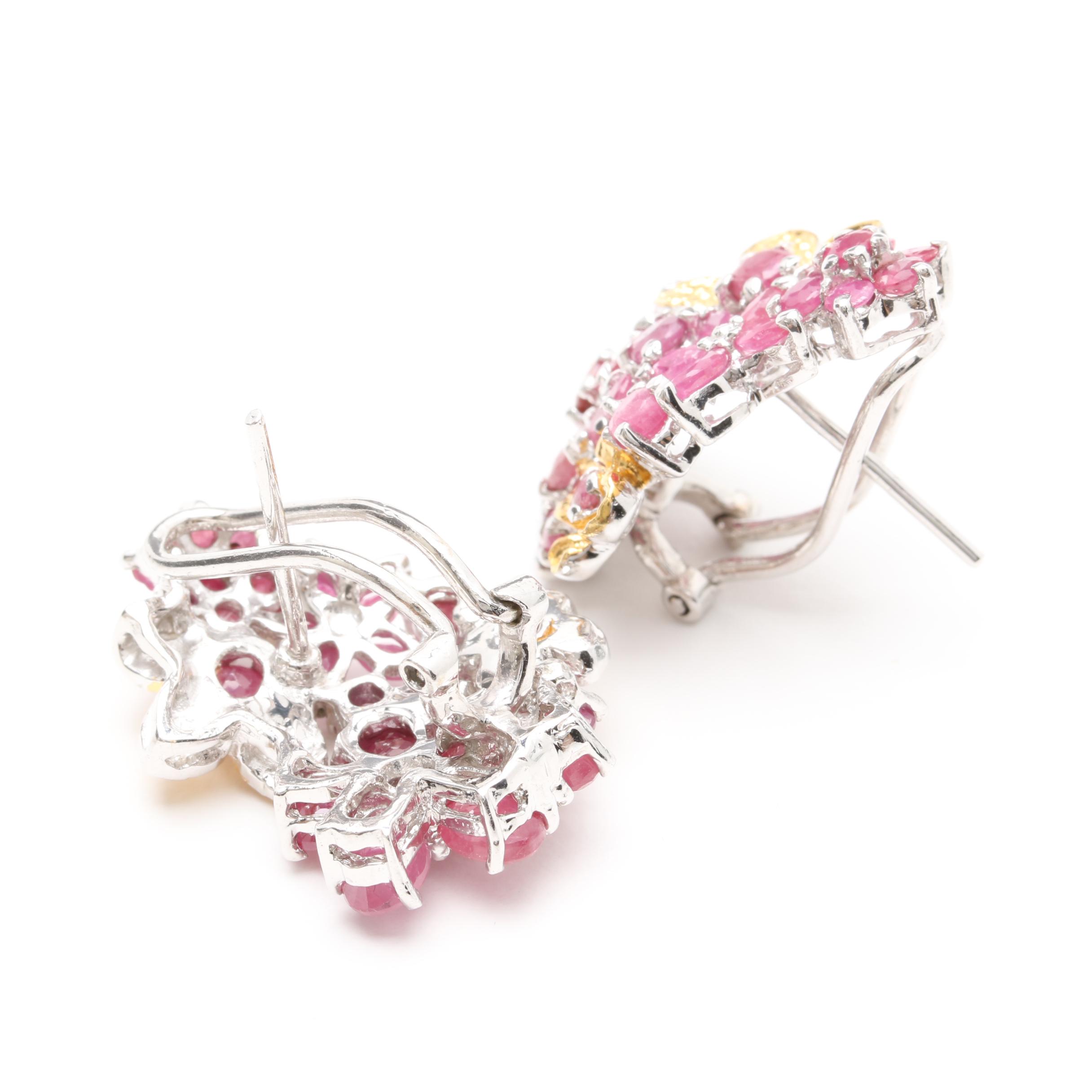 Sterling Silver Corundum Floral Demi Parure