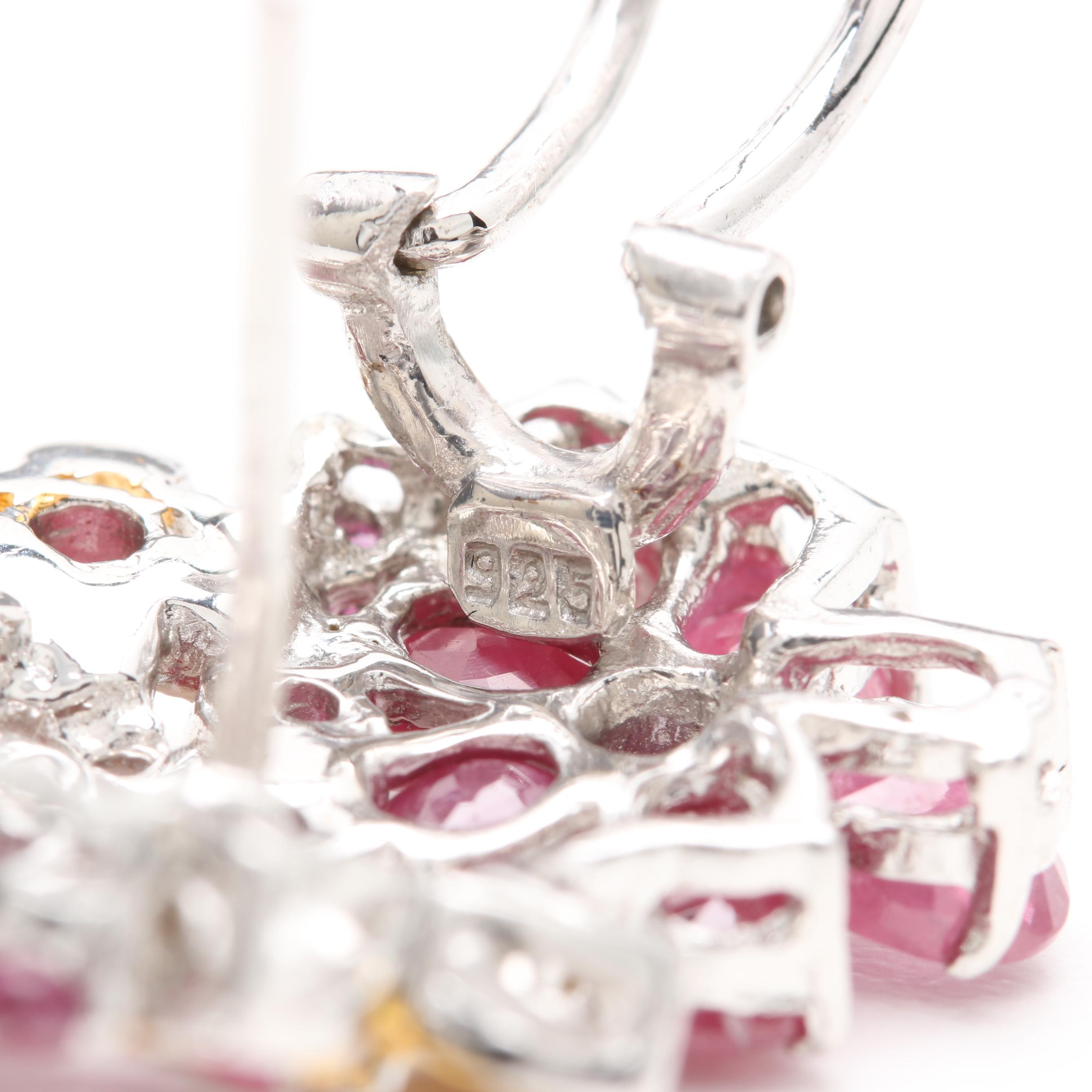 Sterling Silver Corundum Floral Demi Parure