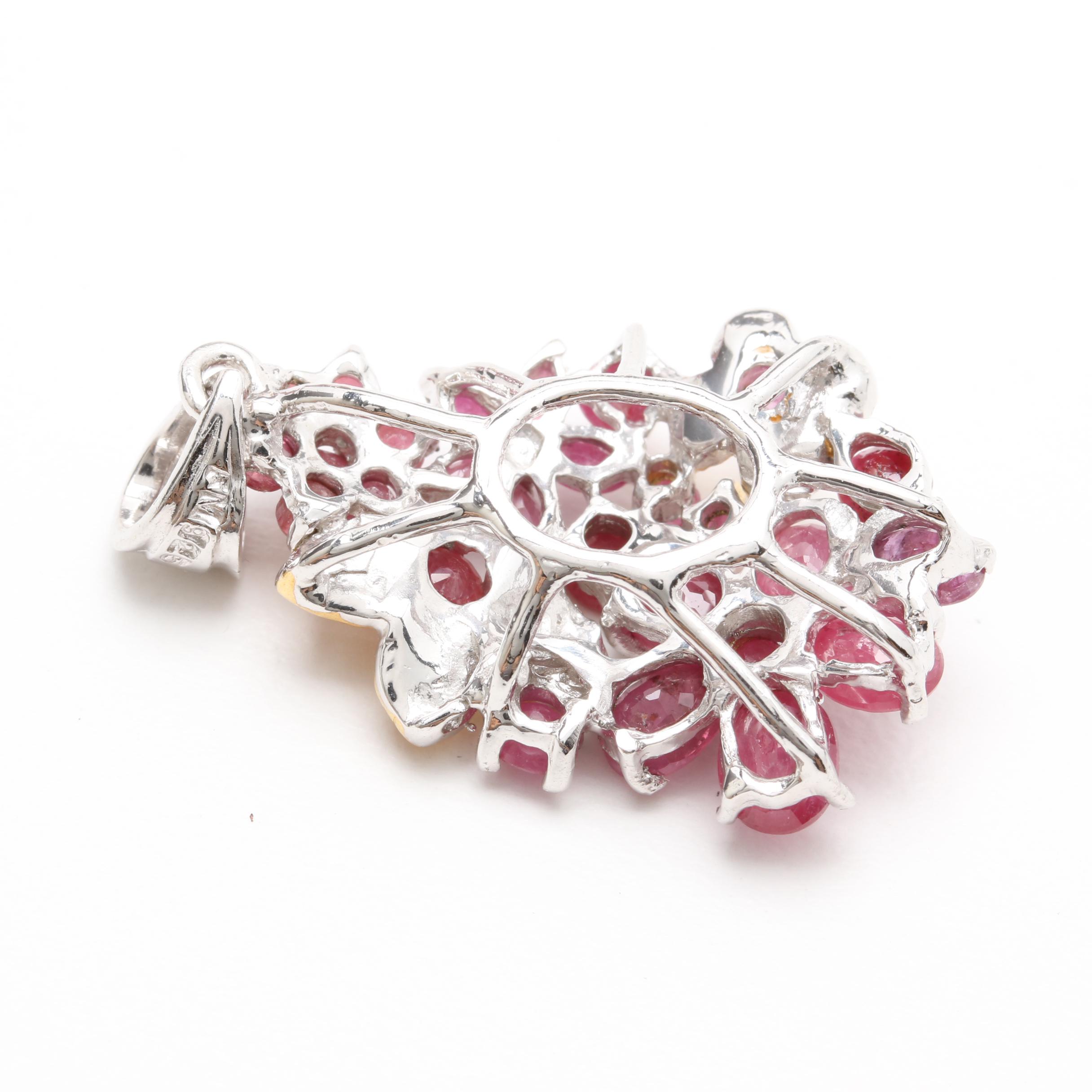 Sterling Silver Corundum Floral Demi Parure