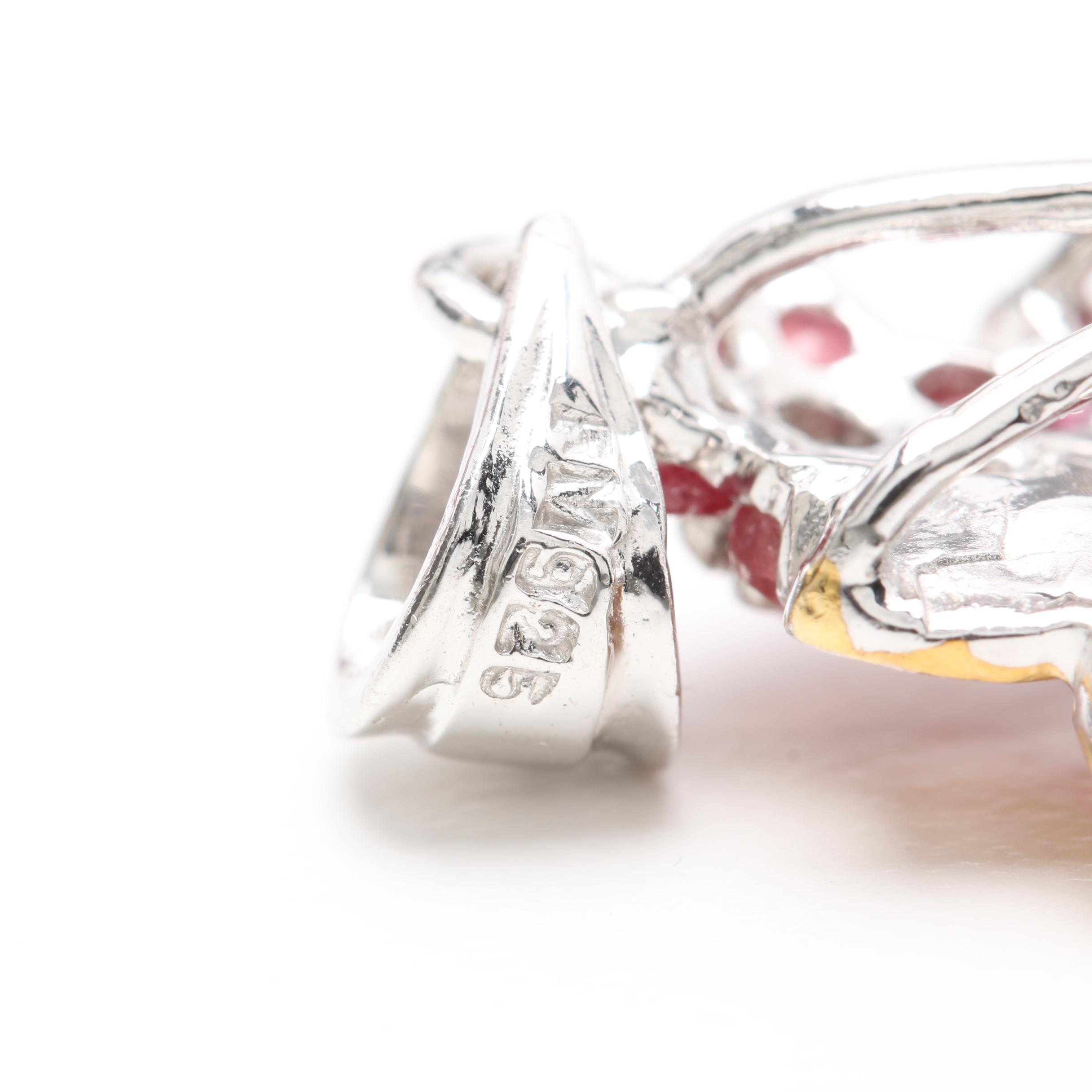 Sterling Silver Corundum Floral Demi Parure