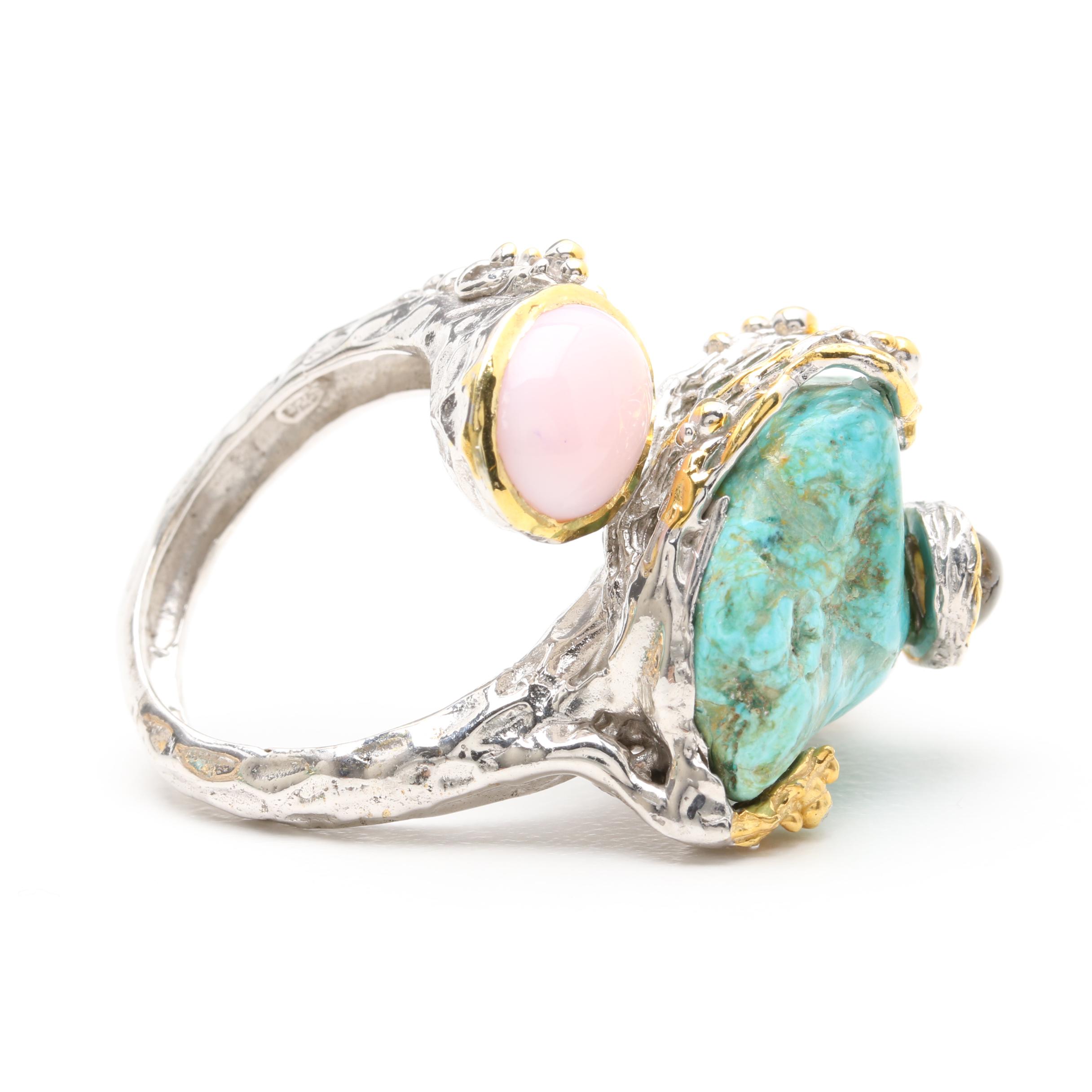 Sterling Silver Rings Set with Turquoise and Other Gemstones
