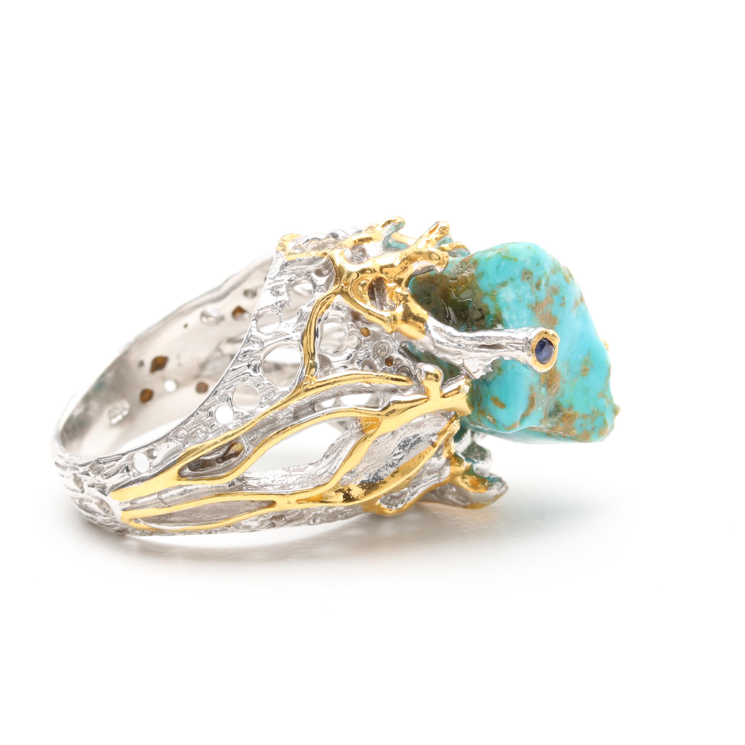 Sterling Silver Rings Set with Turquoise and Other Gemstones