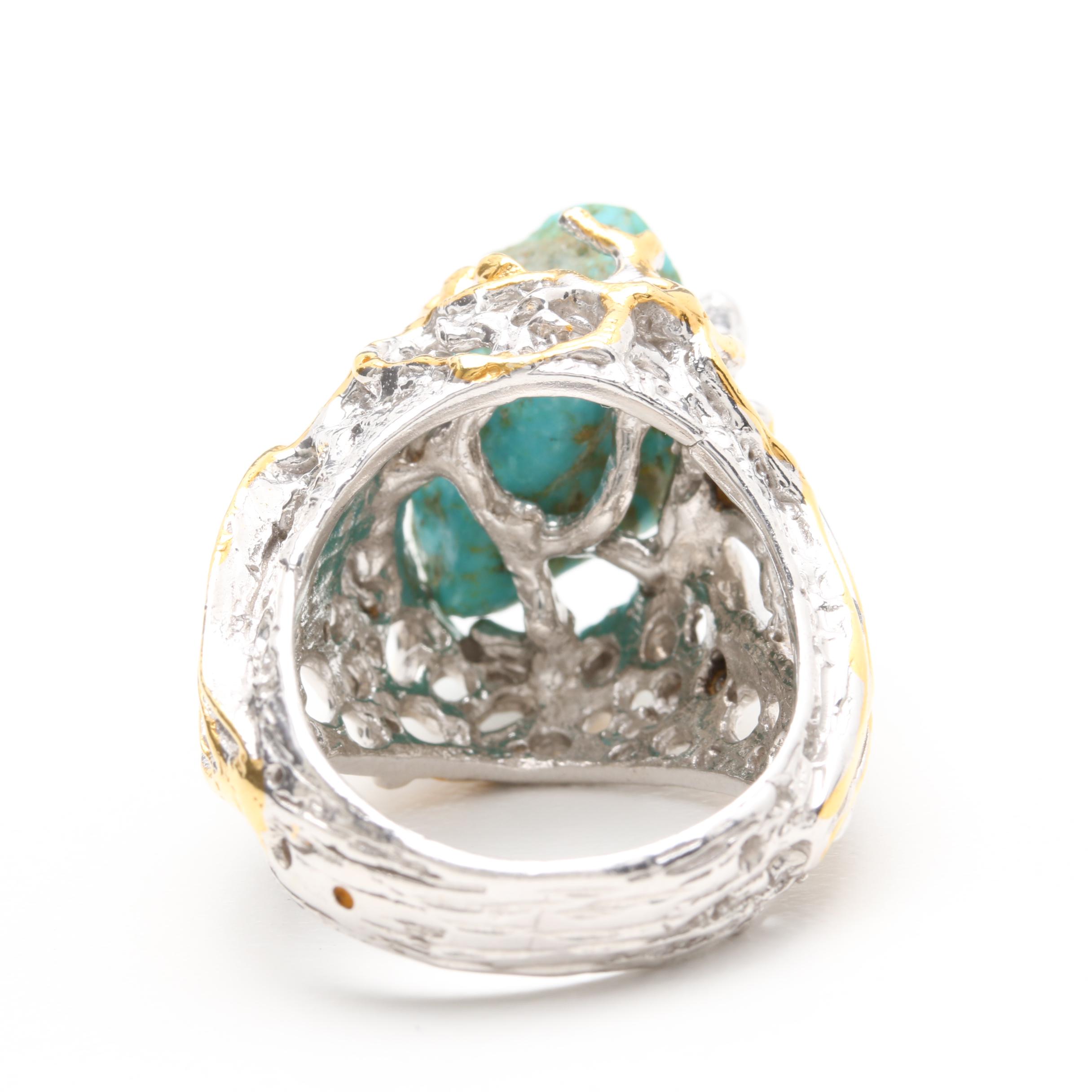 Sterling Silver Rings Set with Turquoise and Other Gemstones