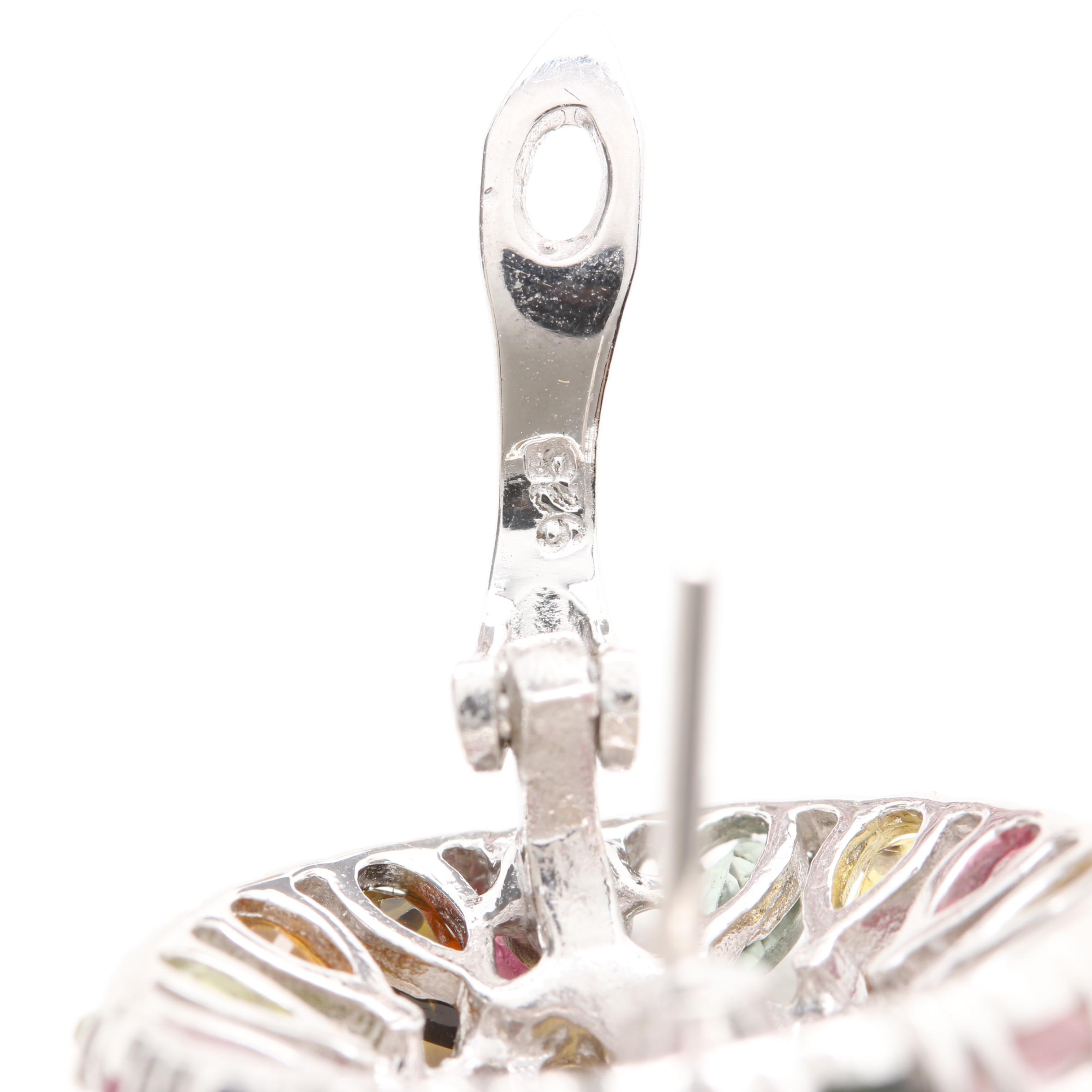 Sterling Silver Tourmaline, Ruby, and Sapphire Peacock Demi Parure