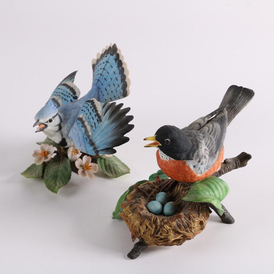 Lenox Porcelain Blue Jay and Robin Figurines