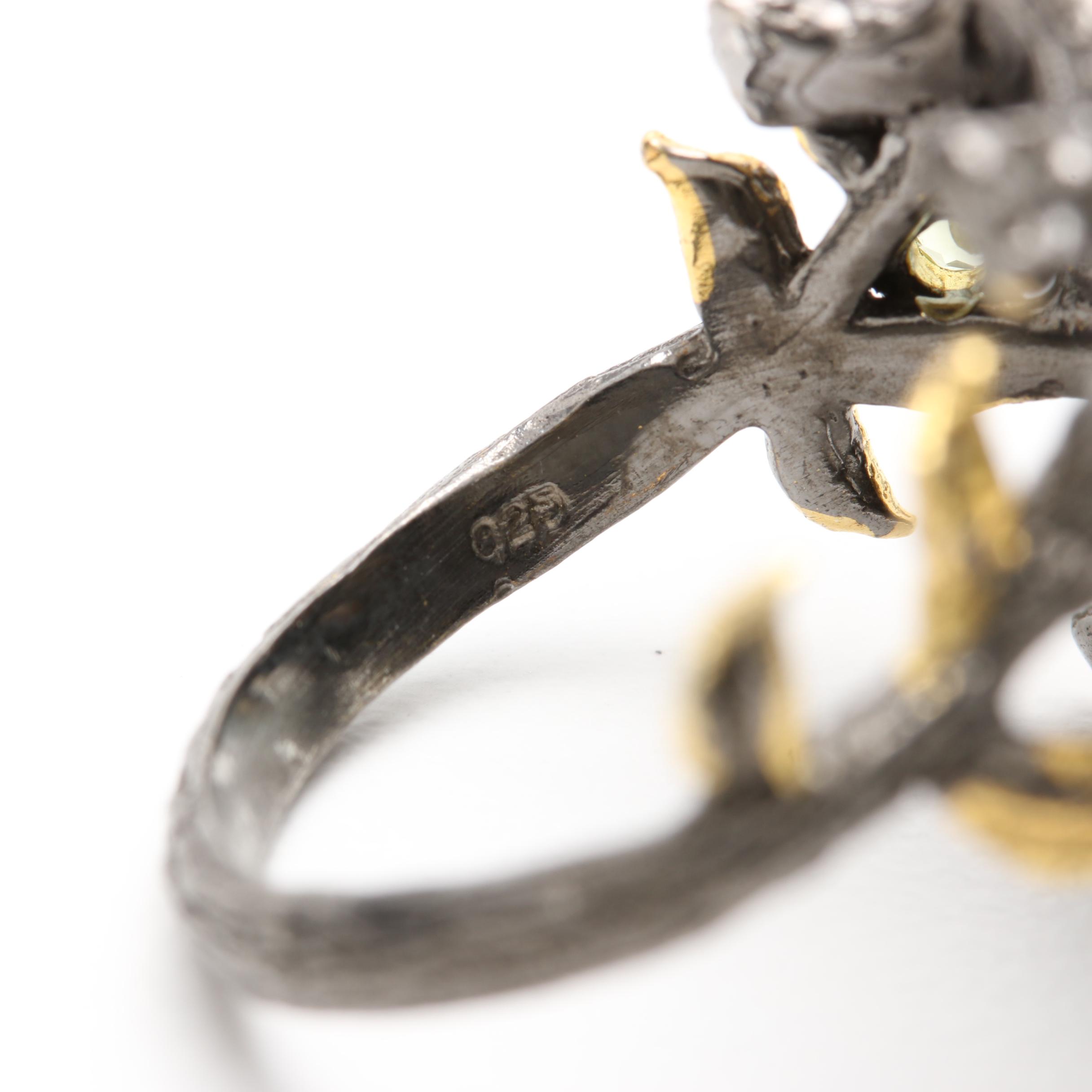 Sterling Silver Cultured Pearl and Peridot Rings