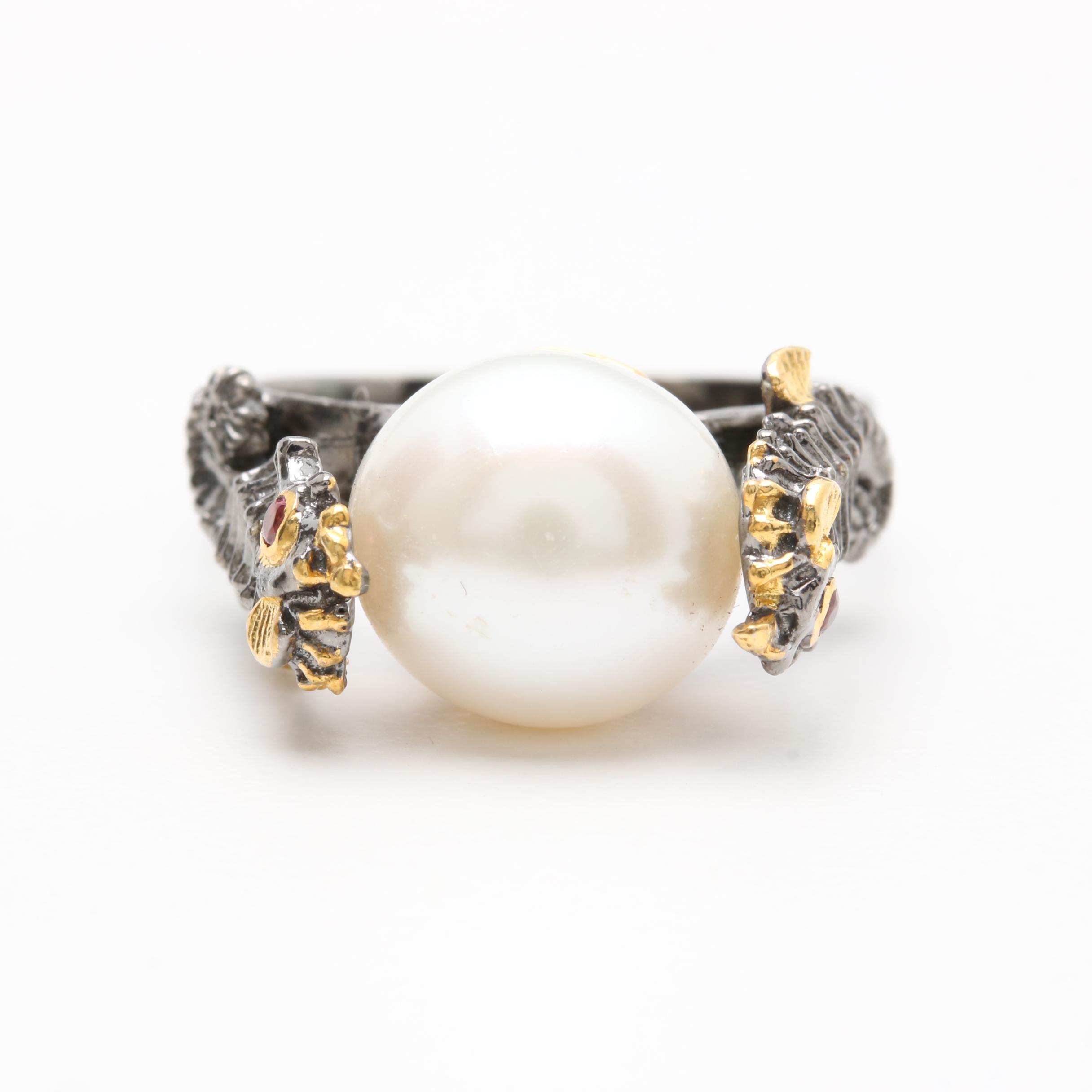 Sterling Silver Cultured Pearl and Peridot Rings