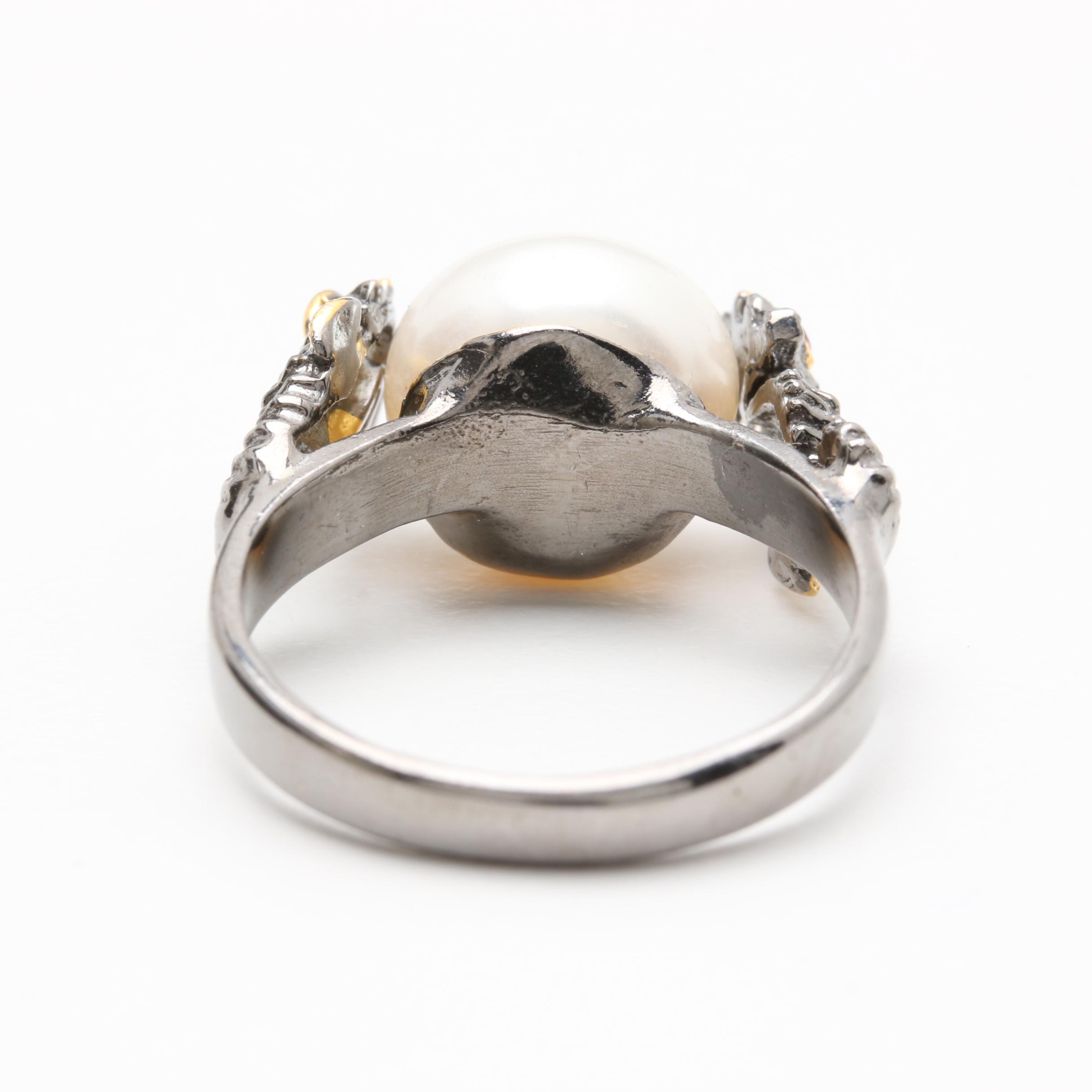 Sterling Silver Cultured Pearl and Peridot Rings