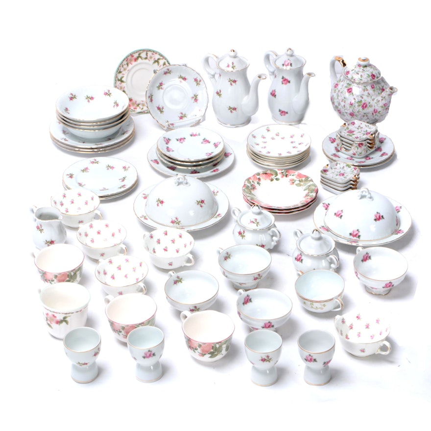 Pink Rose Themed Bone China and Ceramic Tableware Featuring Cherry China