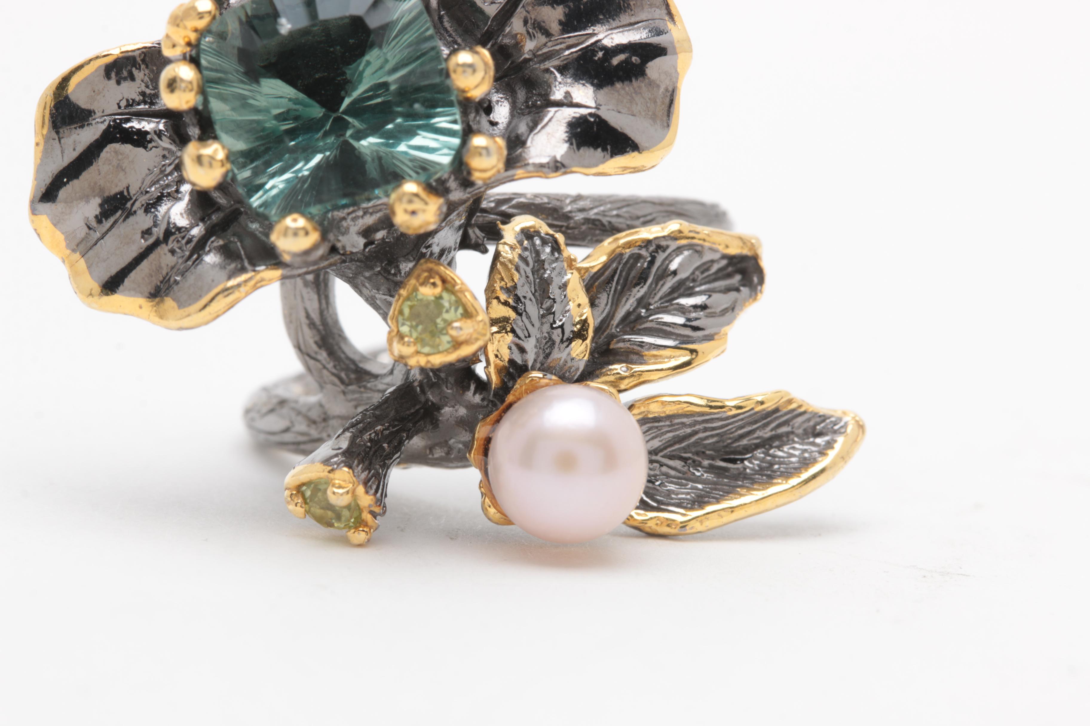 Sterling Silver Ring Selection with Jasper, Peridot, and Fluorite