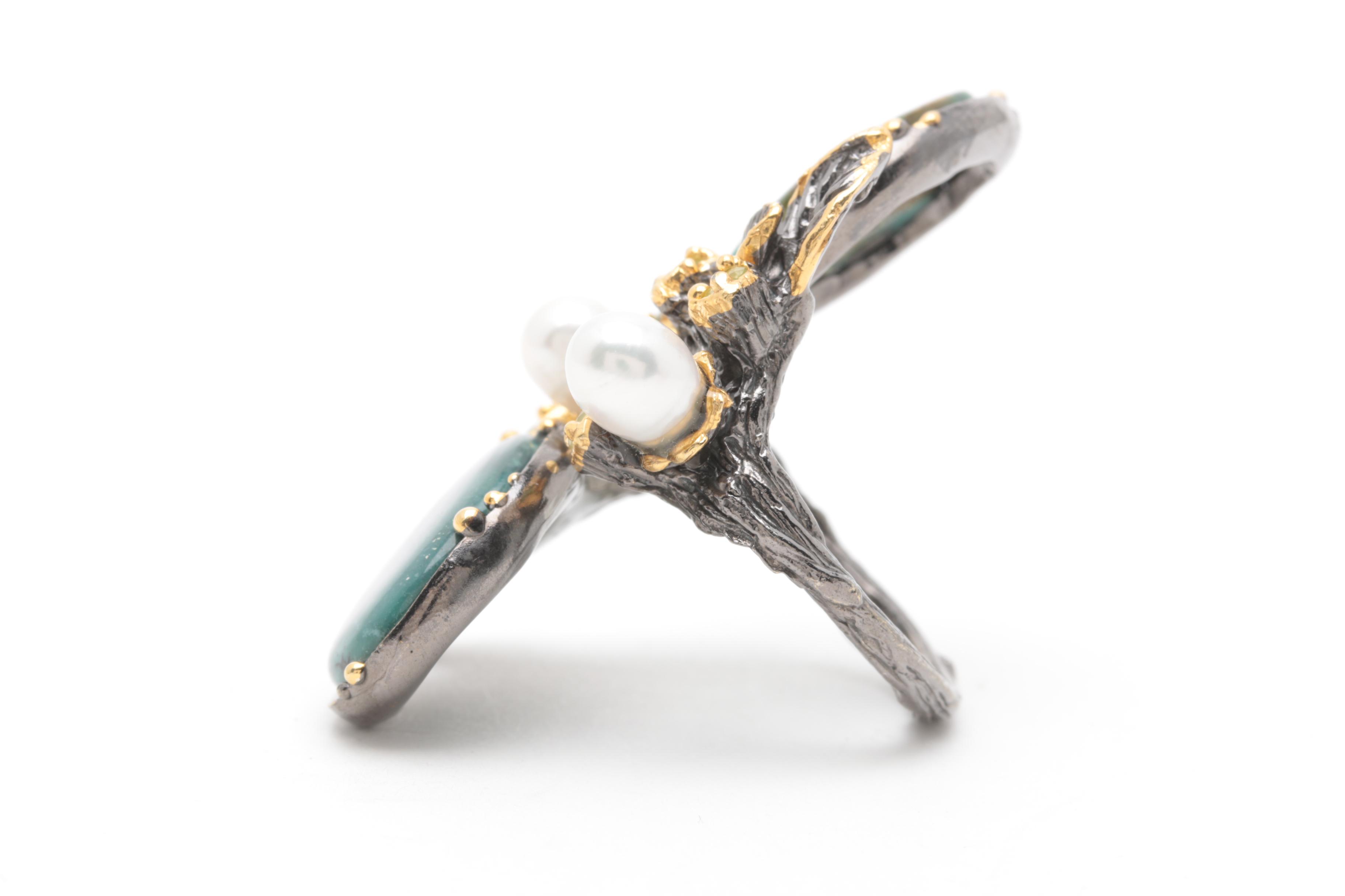 Sterling Silver Ring Selection with Jasper, Peridot, and Fluorite