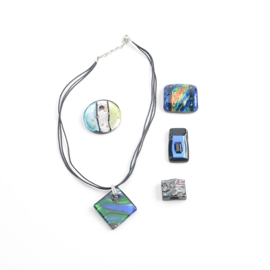 Dichroic Glass Pendant and Necklace Assortment
