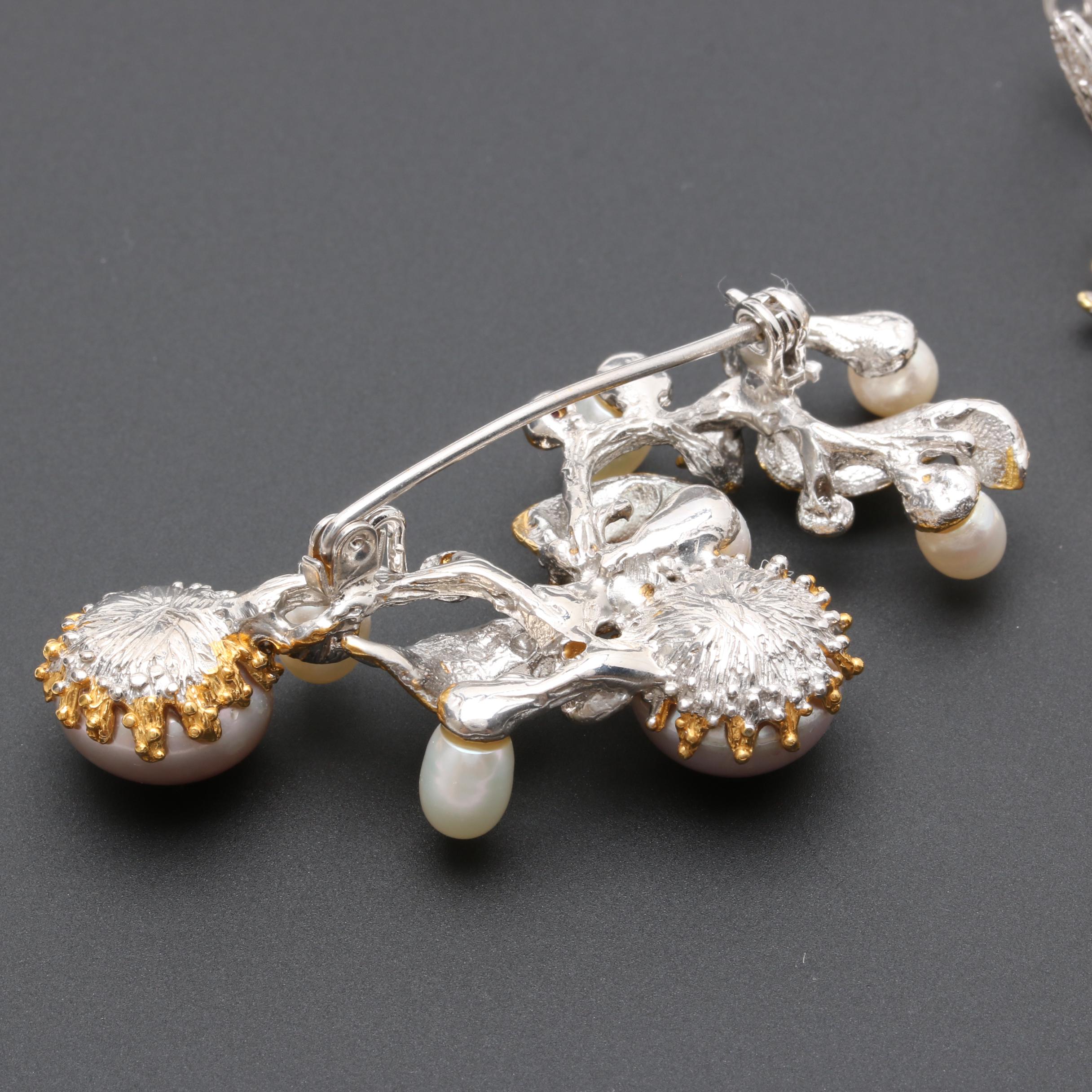 Sterling Silver Cultured Pearl, Garnet, and Peridot Demi Parure