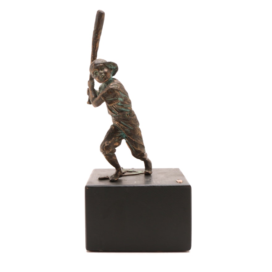 C. Jere Brass Baseball Player Sculpture