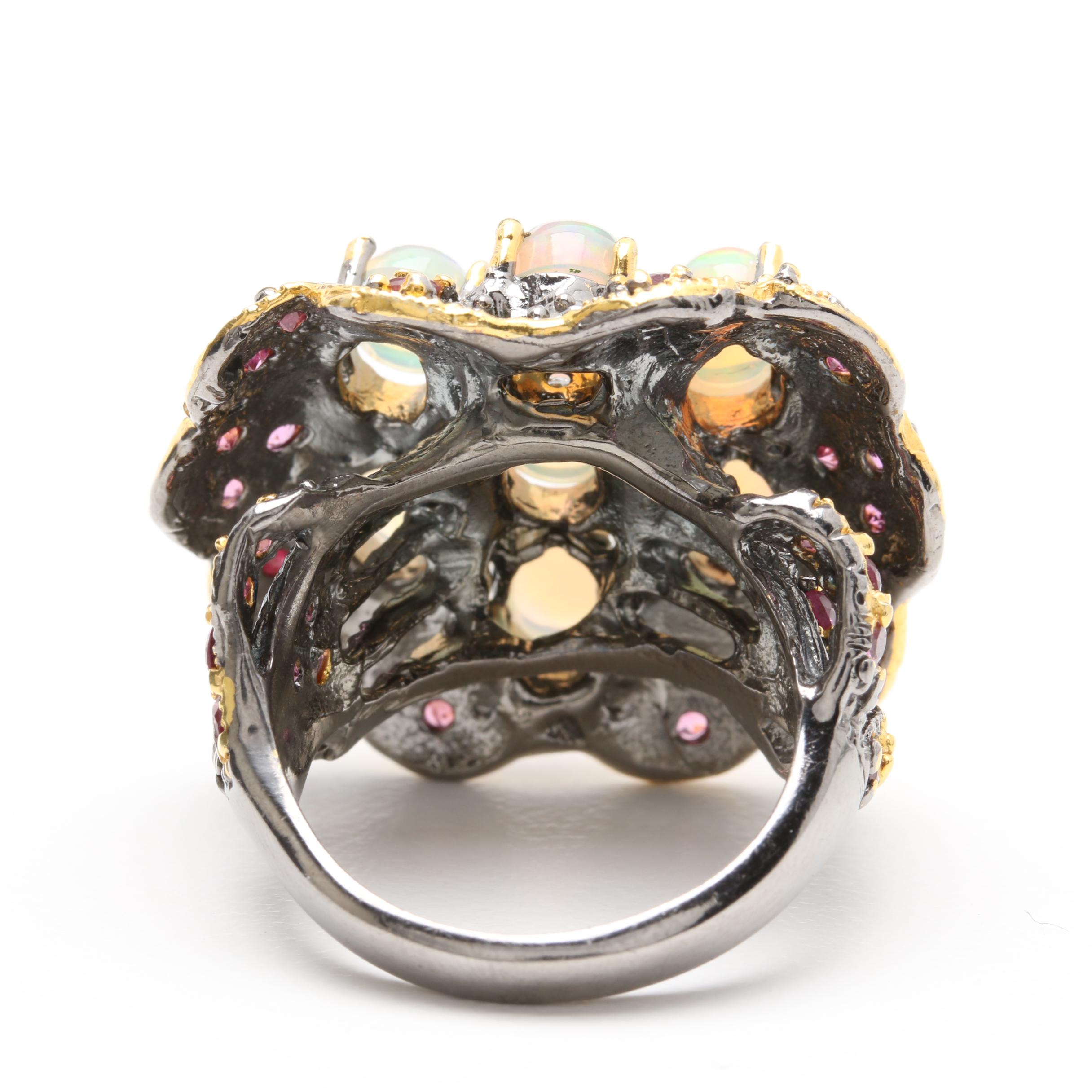 Sterling Silver Opal, Rhodolite Garnet, and Peridot Demi Parure