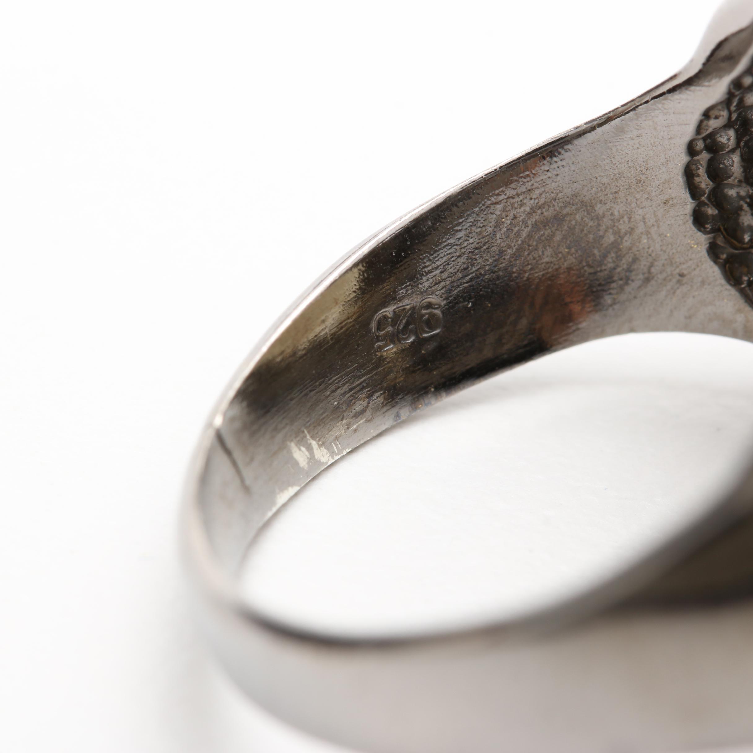 Sterling Silver Multi-Gemstone Floral Ring and Pendant With Smoky Quartz