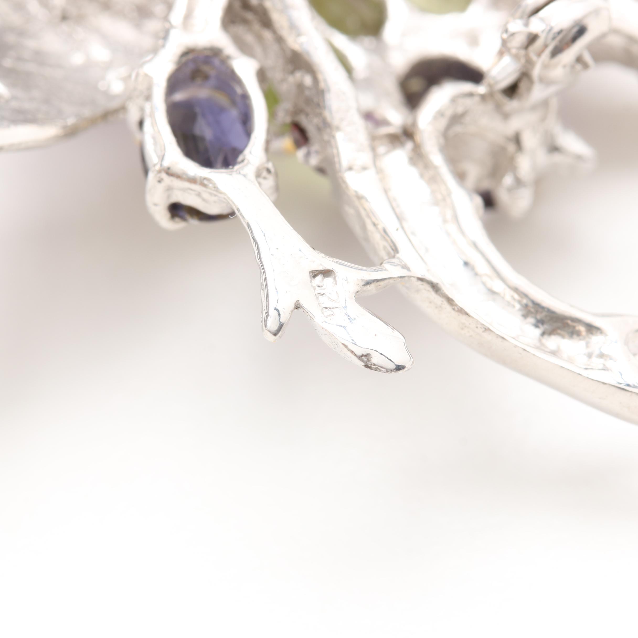 Sterling Silver Amethyst and Gemstone Beetle Brooch