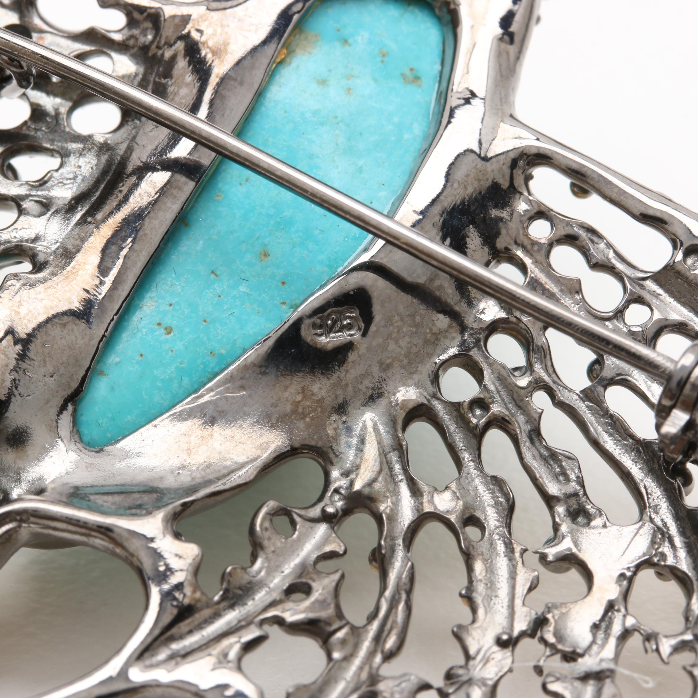 Sterling Silver Openwork Gemstone Jewelry Selection With Stabilized Turquoise