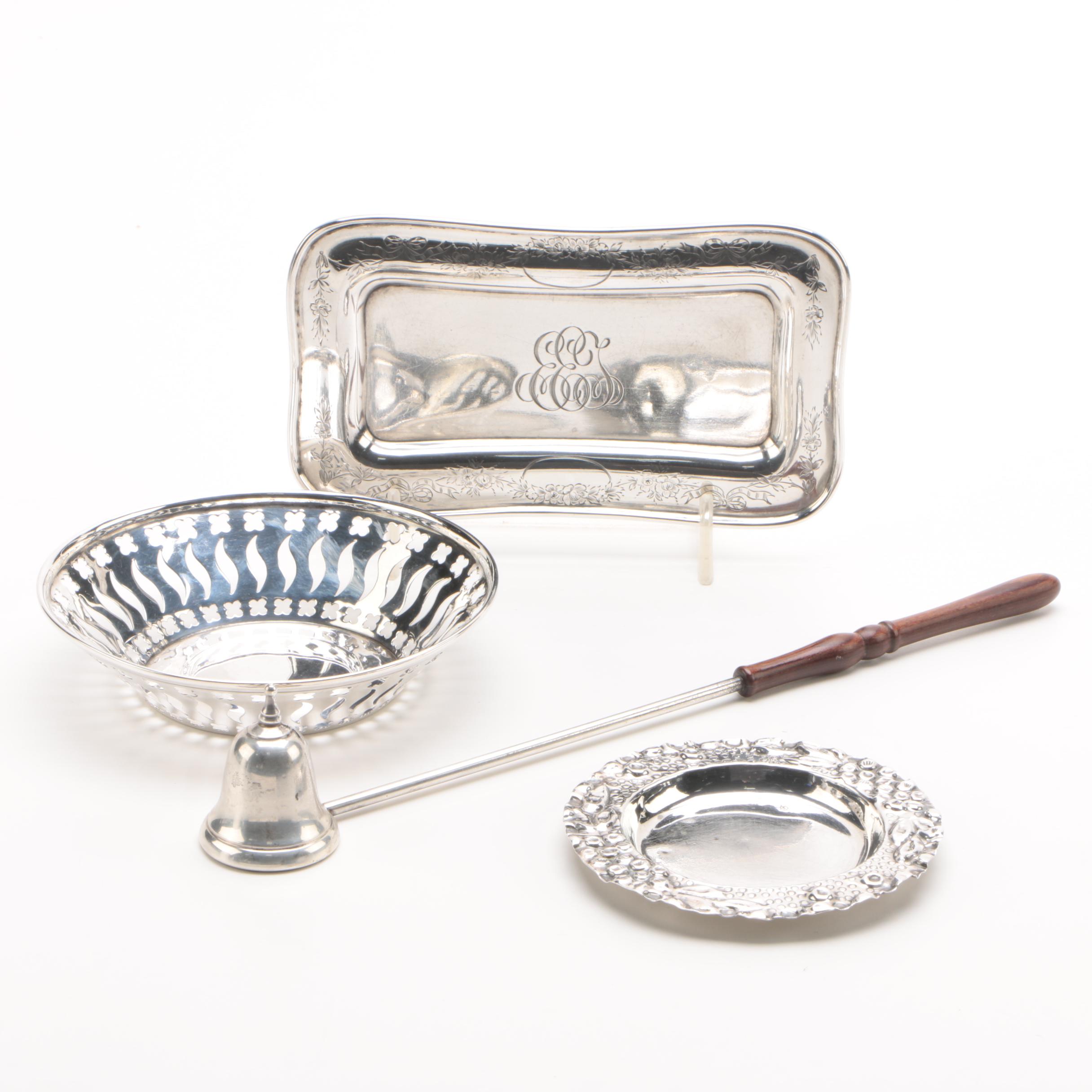 Antique Gorham Sterling Silver Dish with American and Spanish Silver Tableware