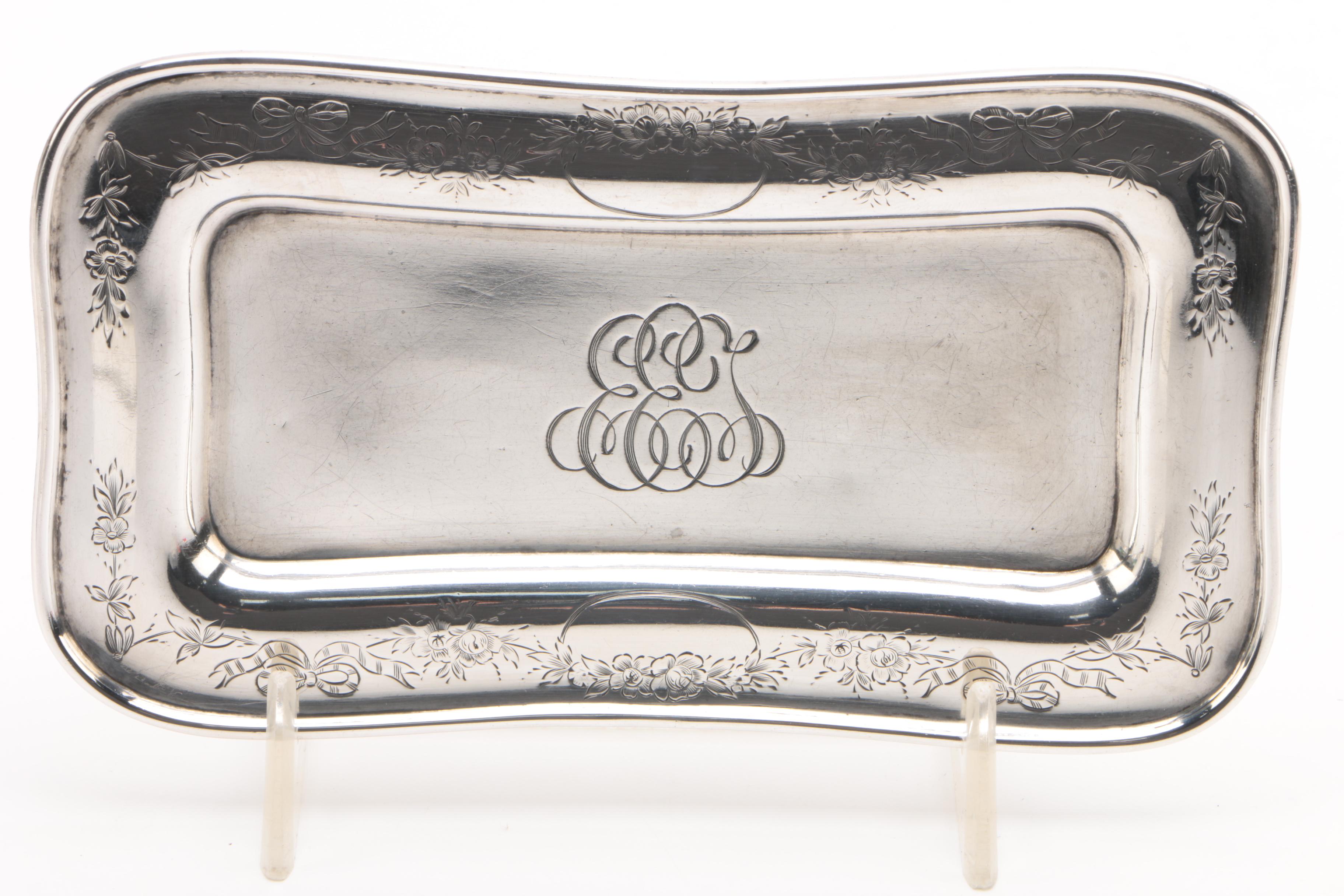 Antique Gorham Sterling Silver Dish with American and Spanish Silver Tableware