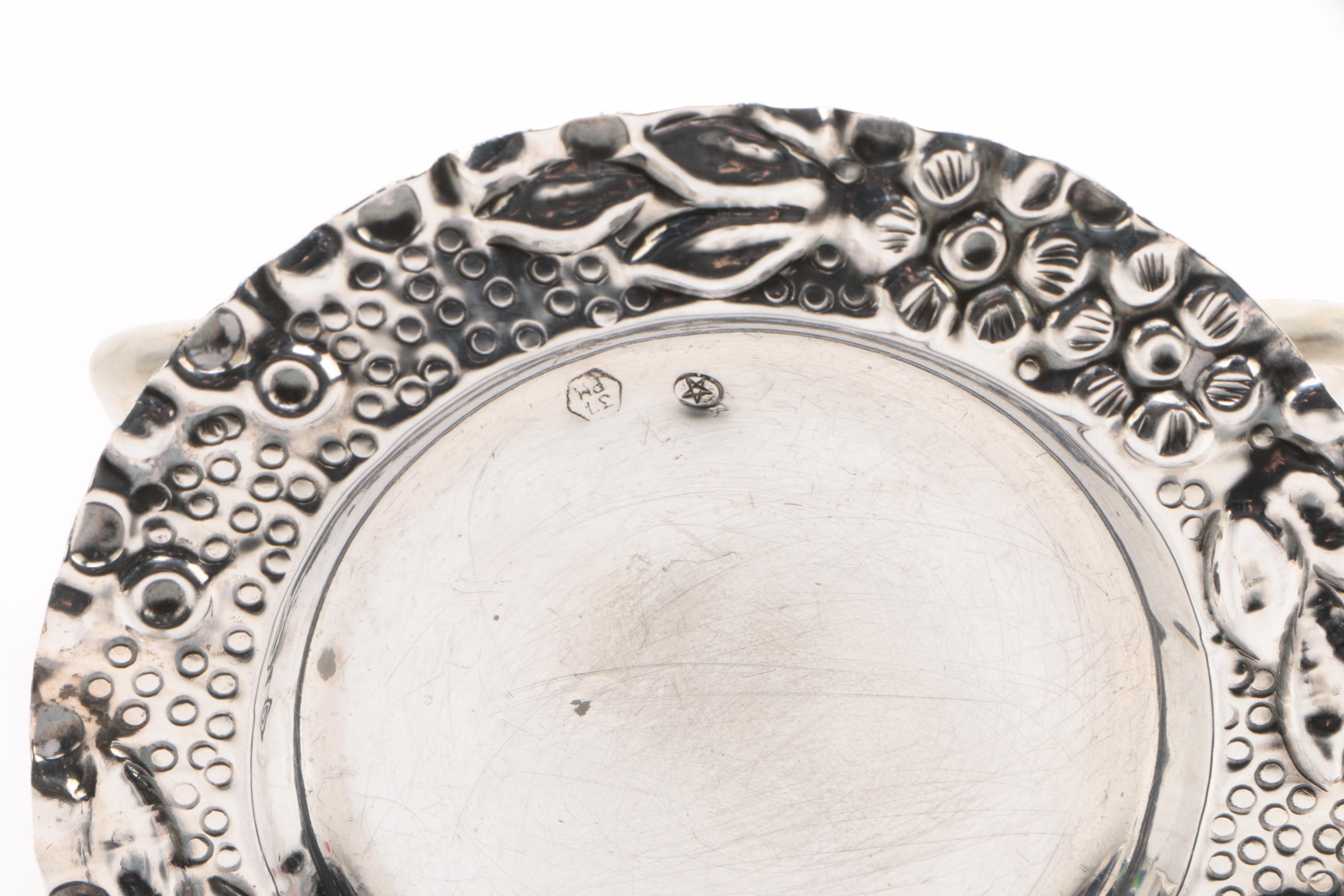 Antique Gorham Sterling Silver Dish with American and Spanish Silver Tableware