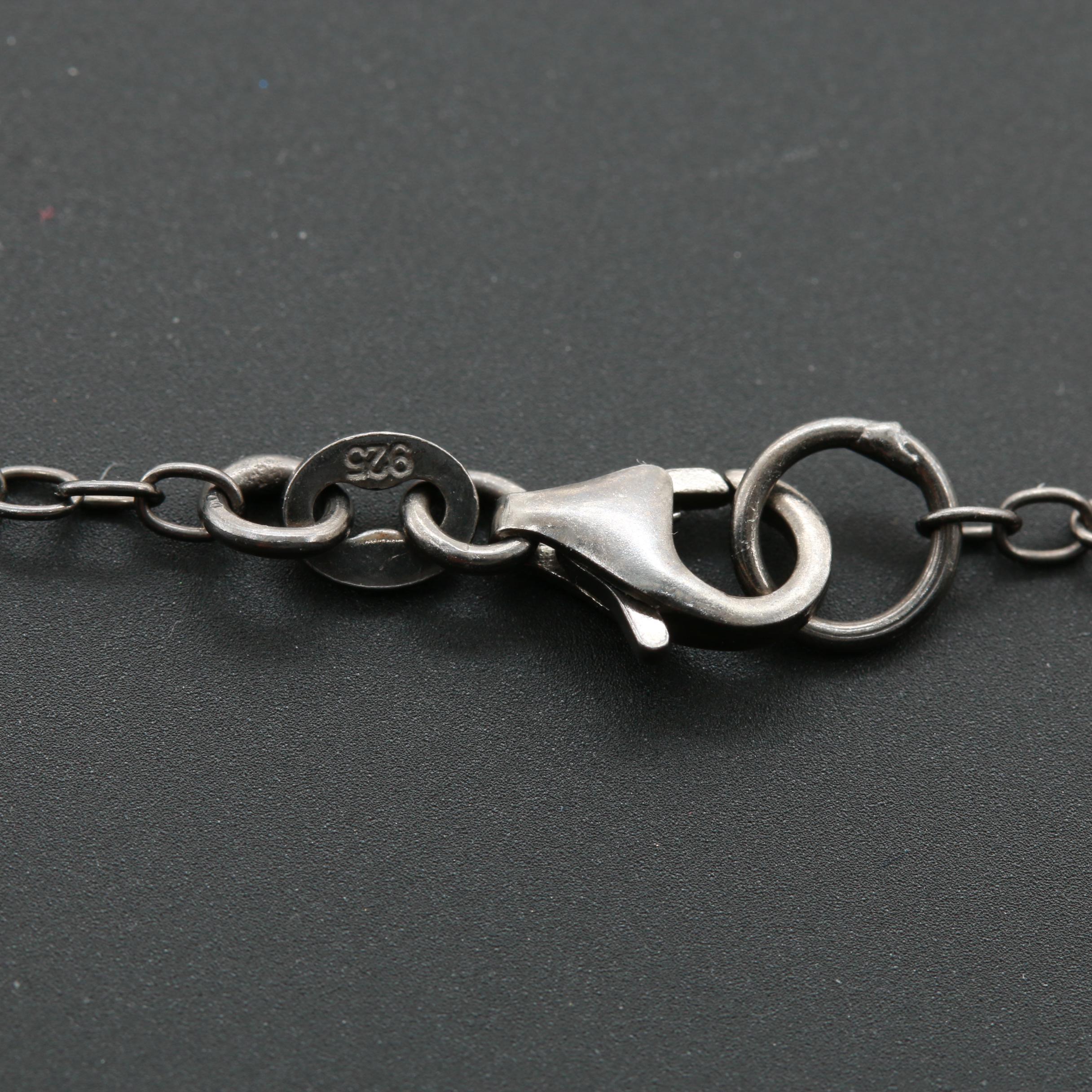 Sterling Silver Cultured Pearl and Gemstone Figural Necklace